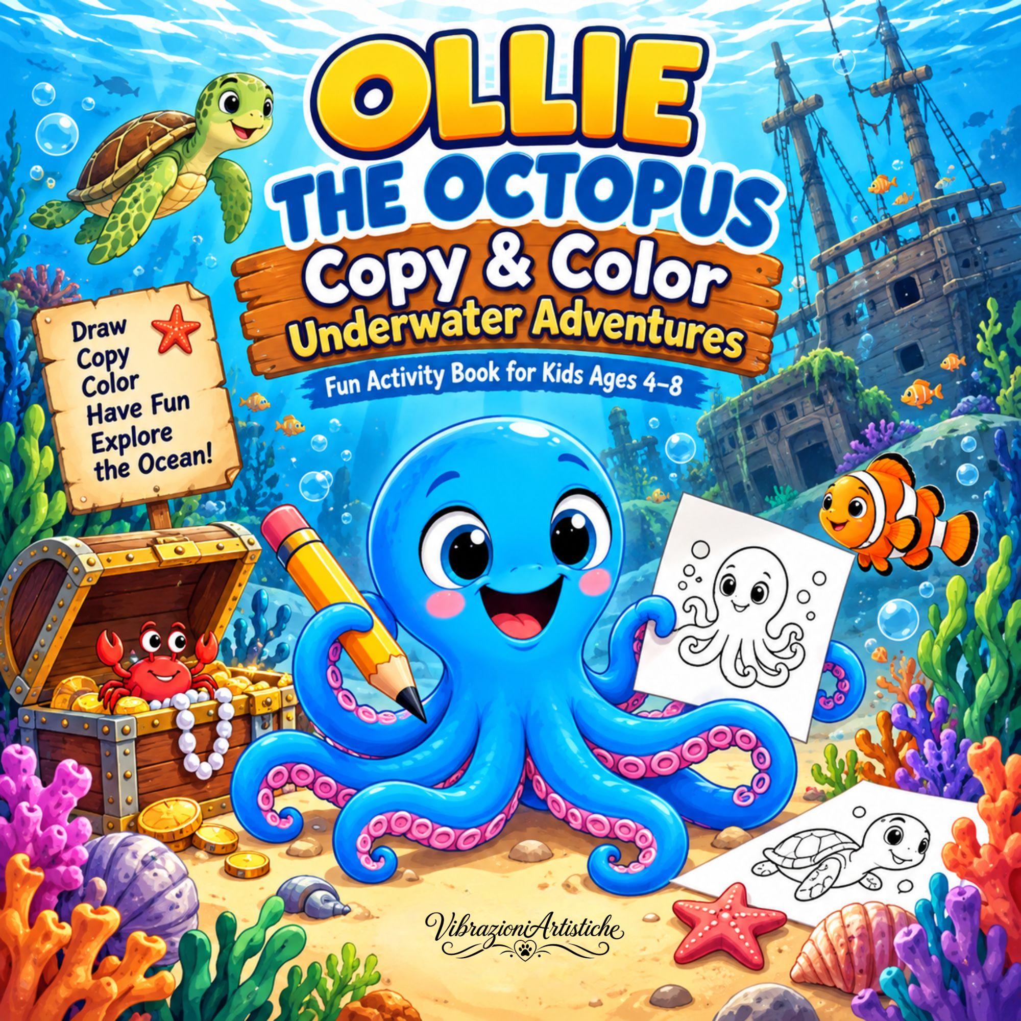 Copertina del libro da colorare Ollie the Octopus - Coloring and Copying Book