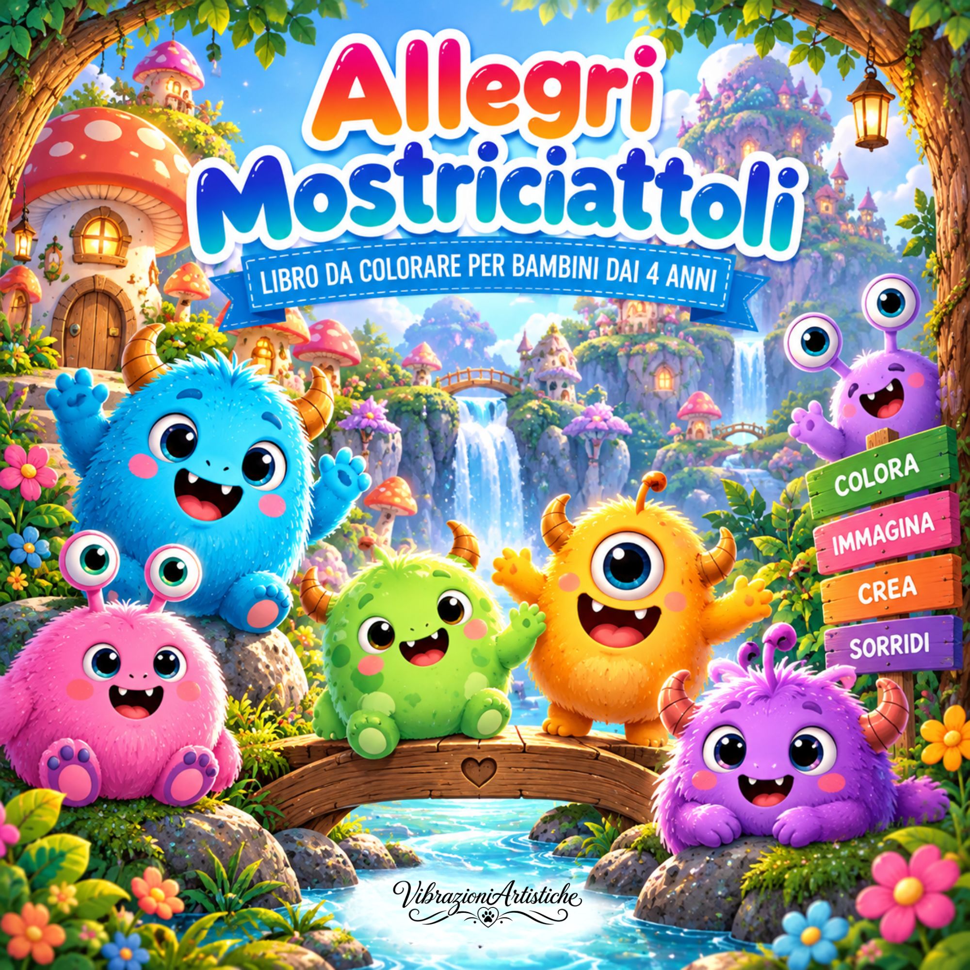 Copertina del libro da colorare Allegri Mostriciattoli
