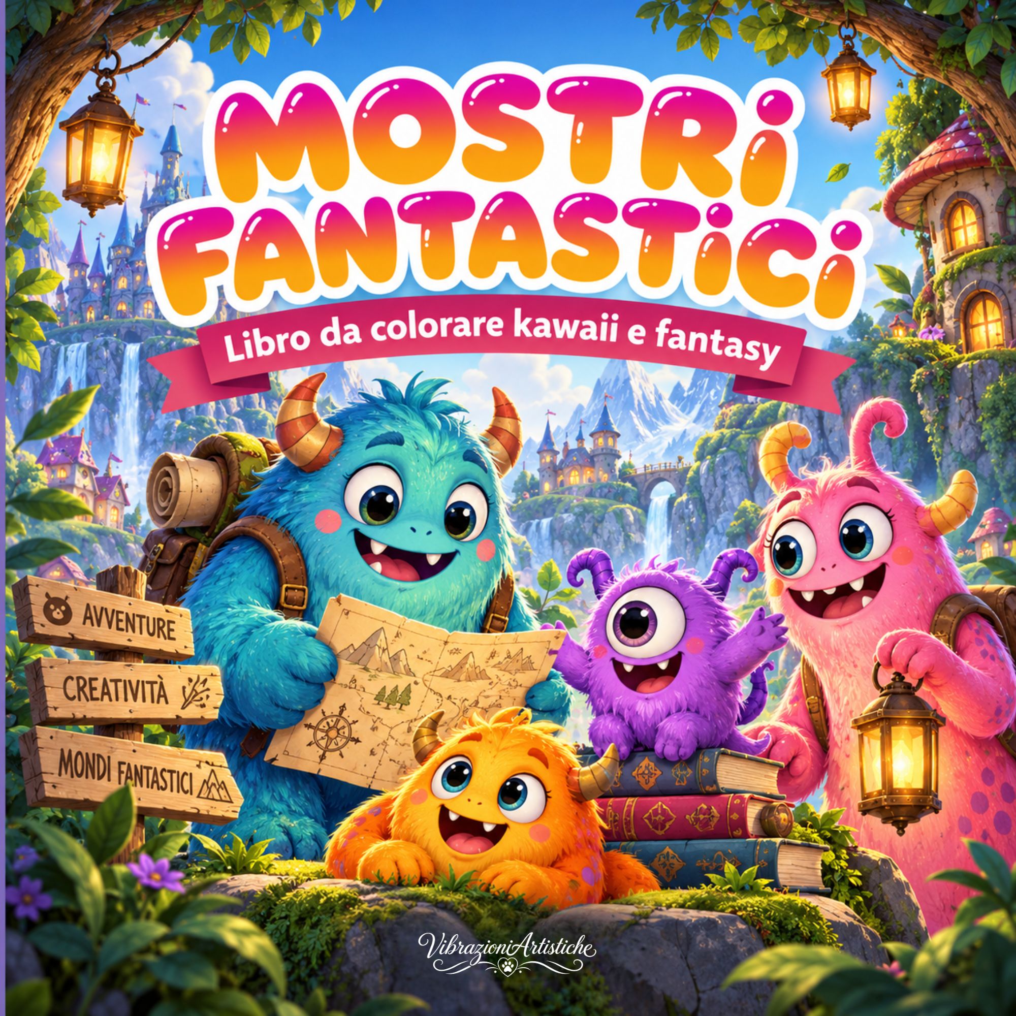Copertina del libro da colorare Mostri Fantastici