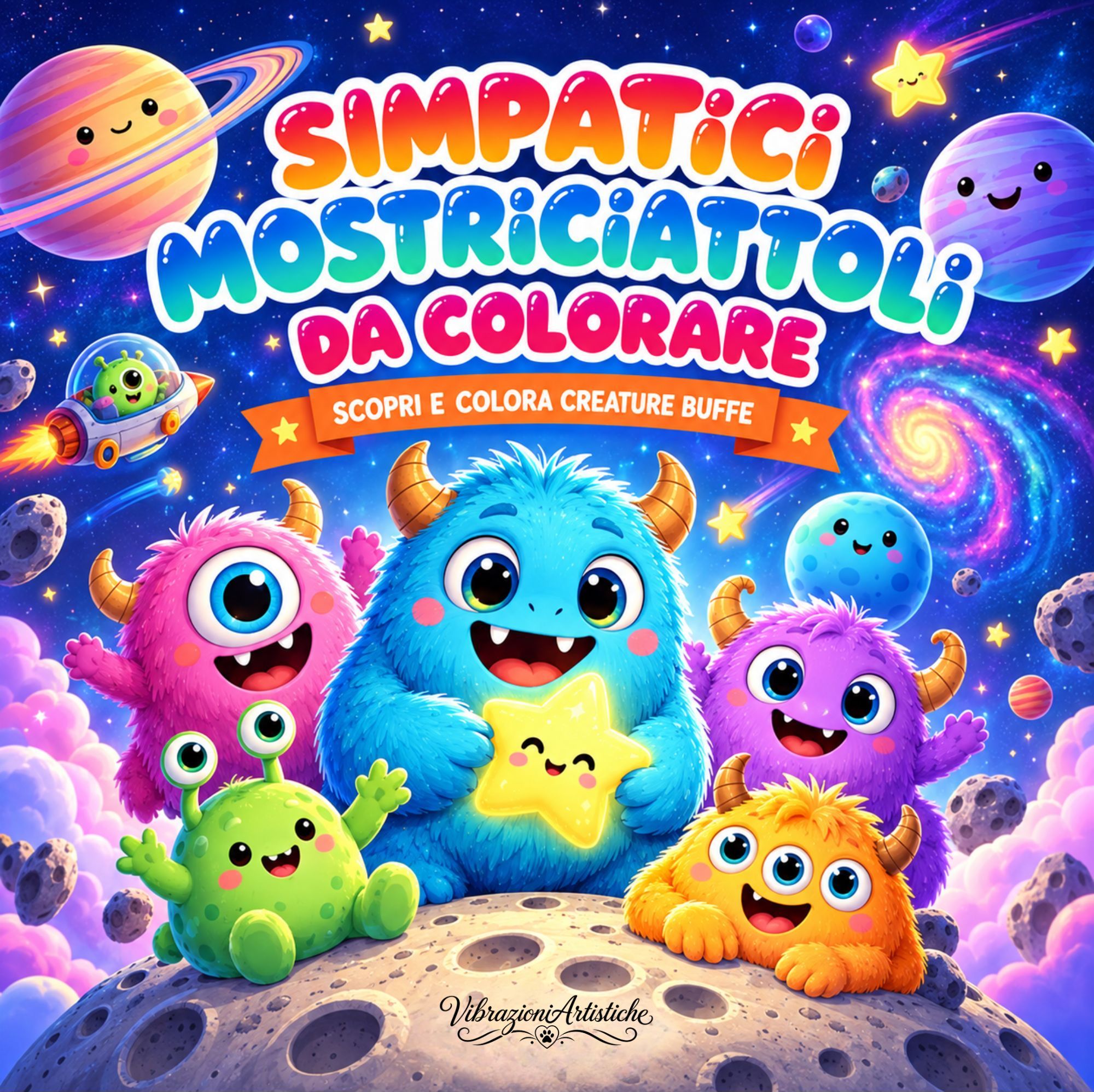 Copertina del libro da colorare Simpatici Mostriciattoli da Colorare