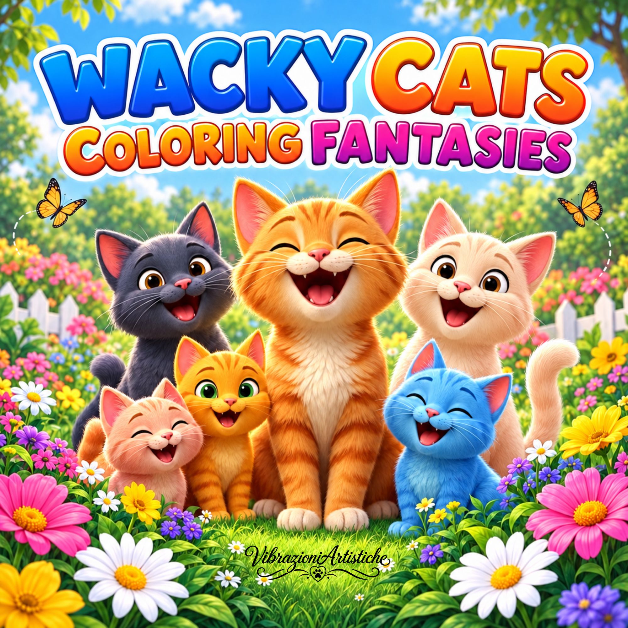 Copertina del libro da colorare Wacky Cats Coloring Fantasies