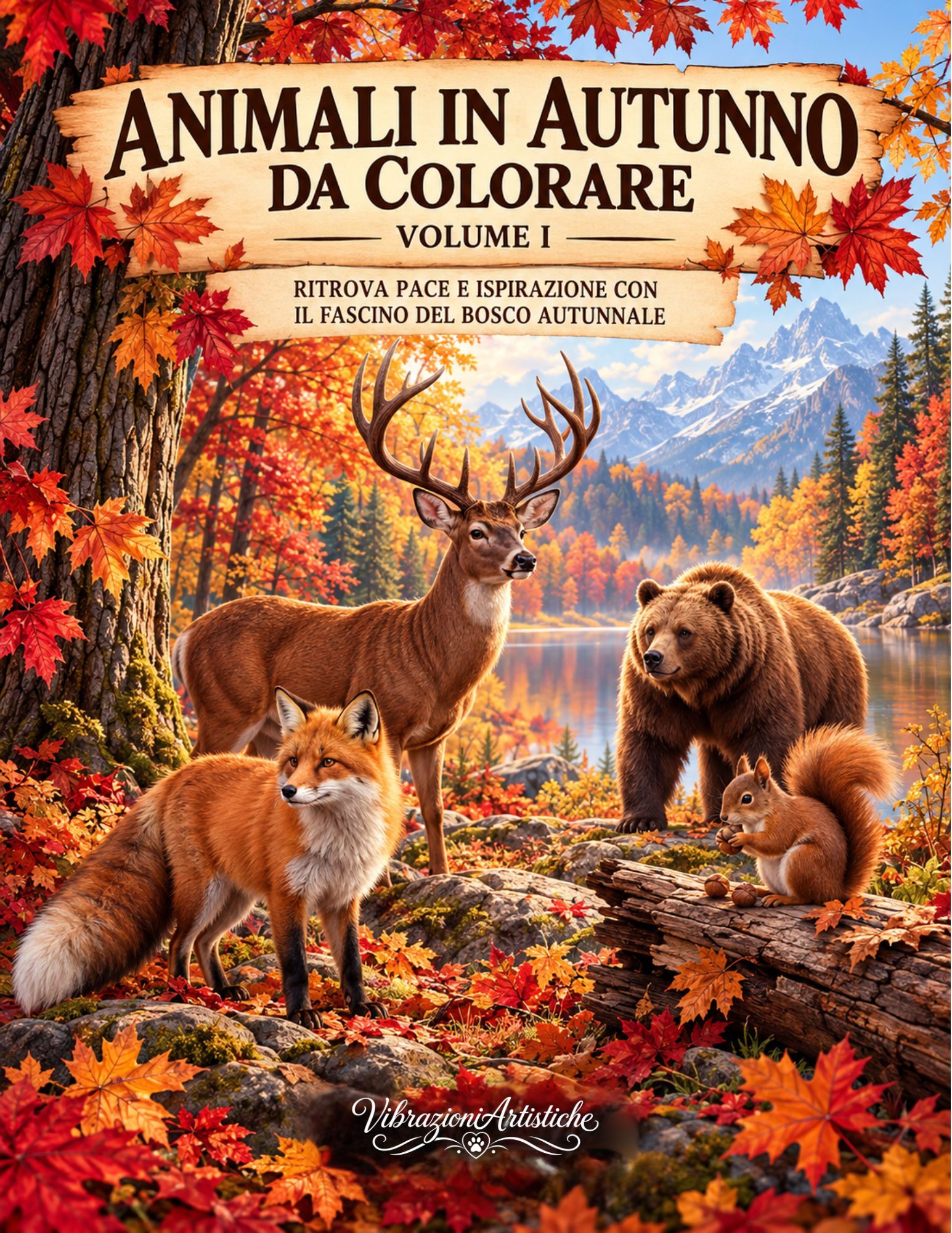 Copertina del libro da colorare Animali in Autunno da Colorare - Volume I
