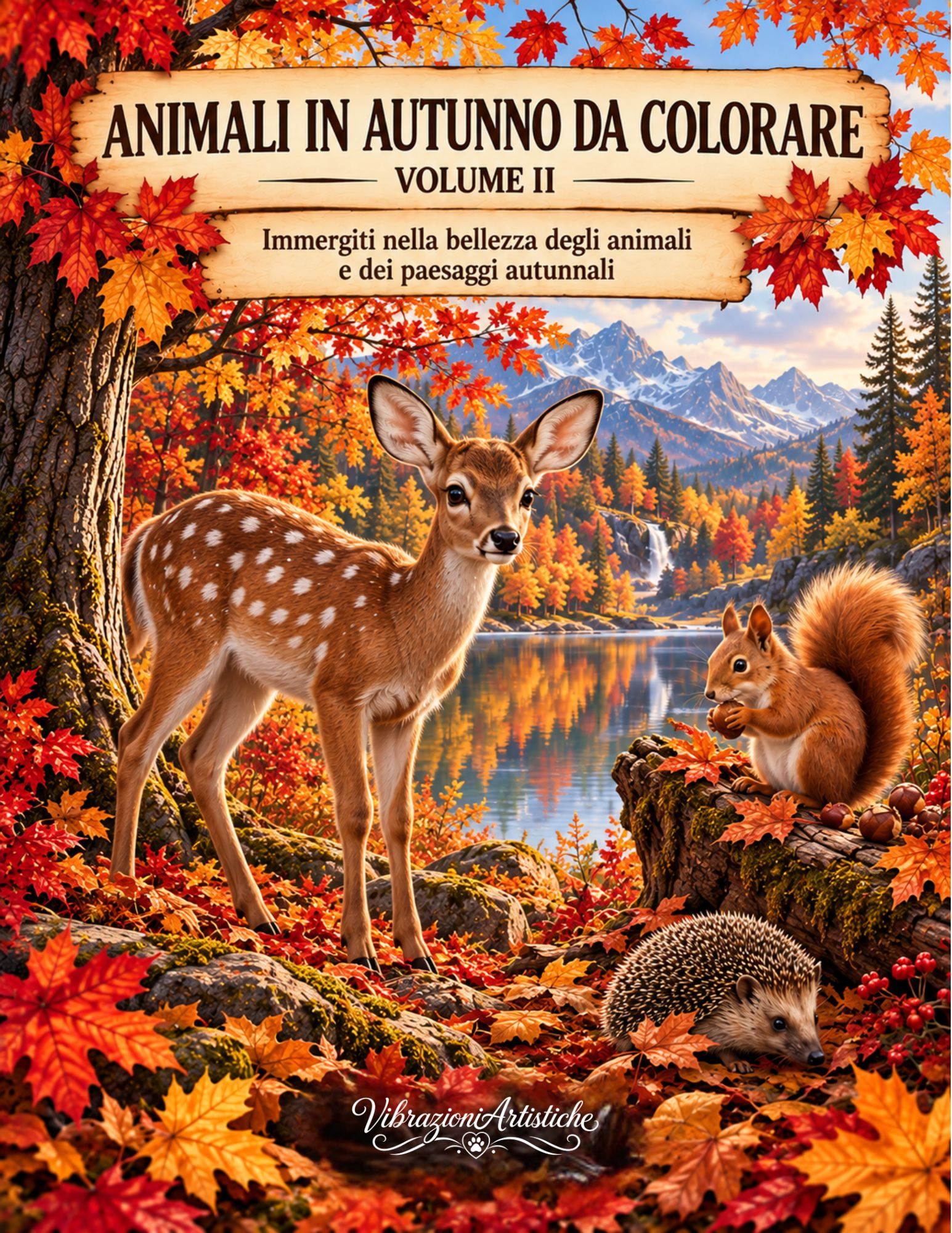 Copertina del libro da colorare Animali in Autunno da Colorare - Volume II