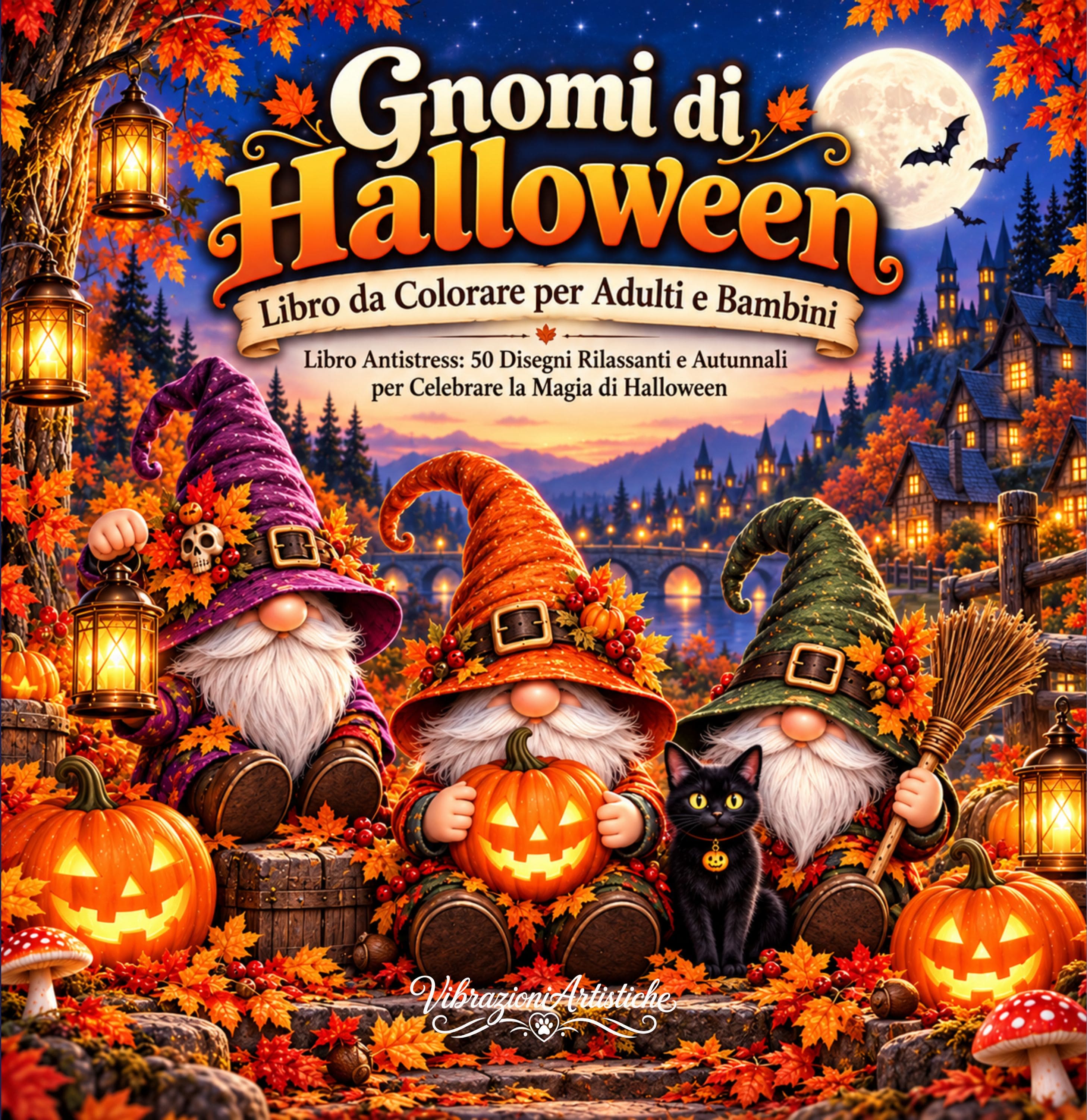 Copertina del libro da colorare Gnomi di Halloween