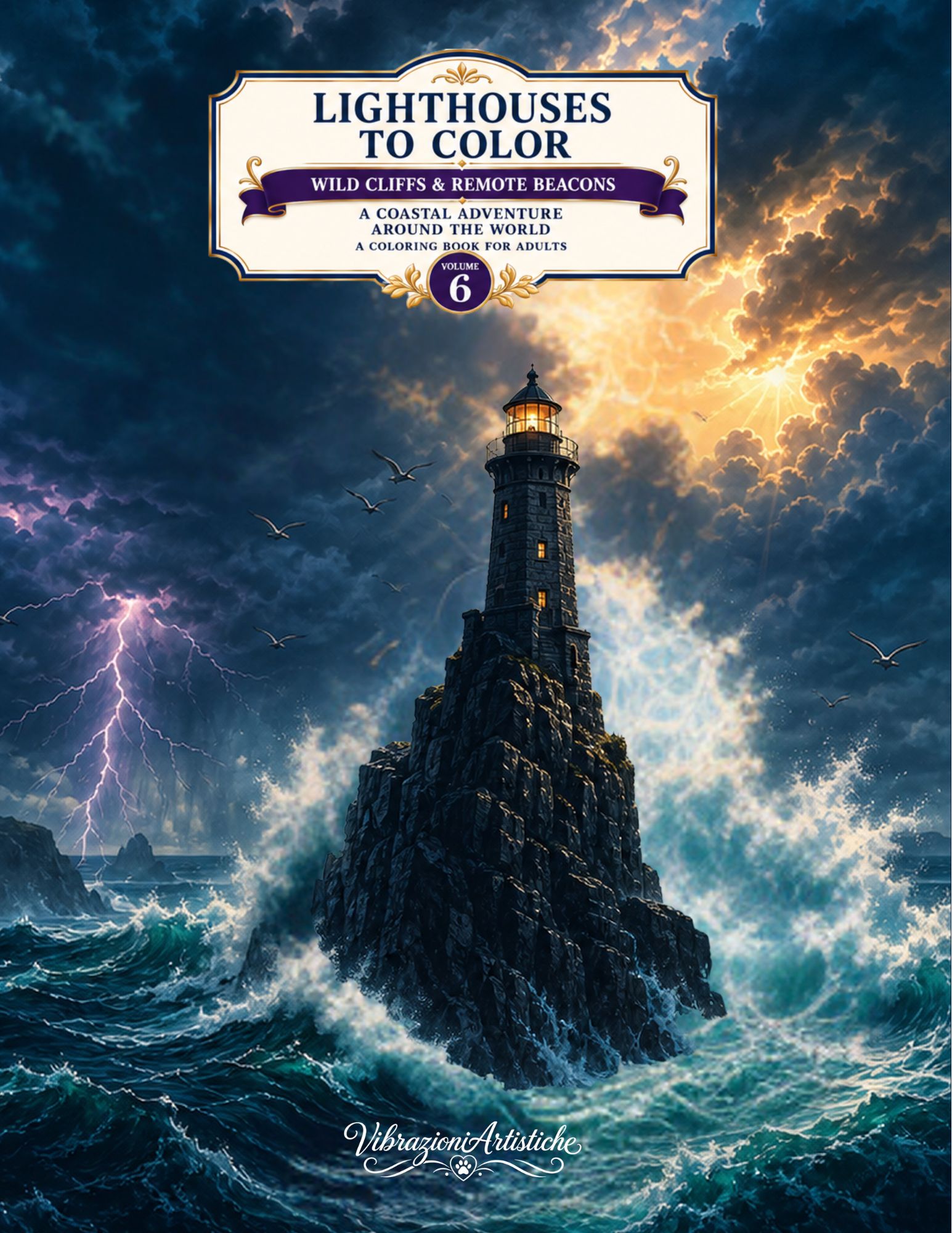 Copertina del libro da colorare Lighthouses to Color - Volume 6