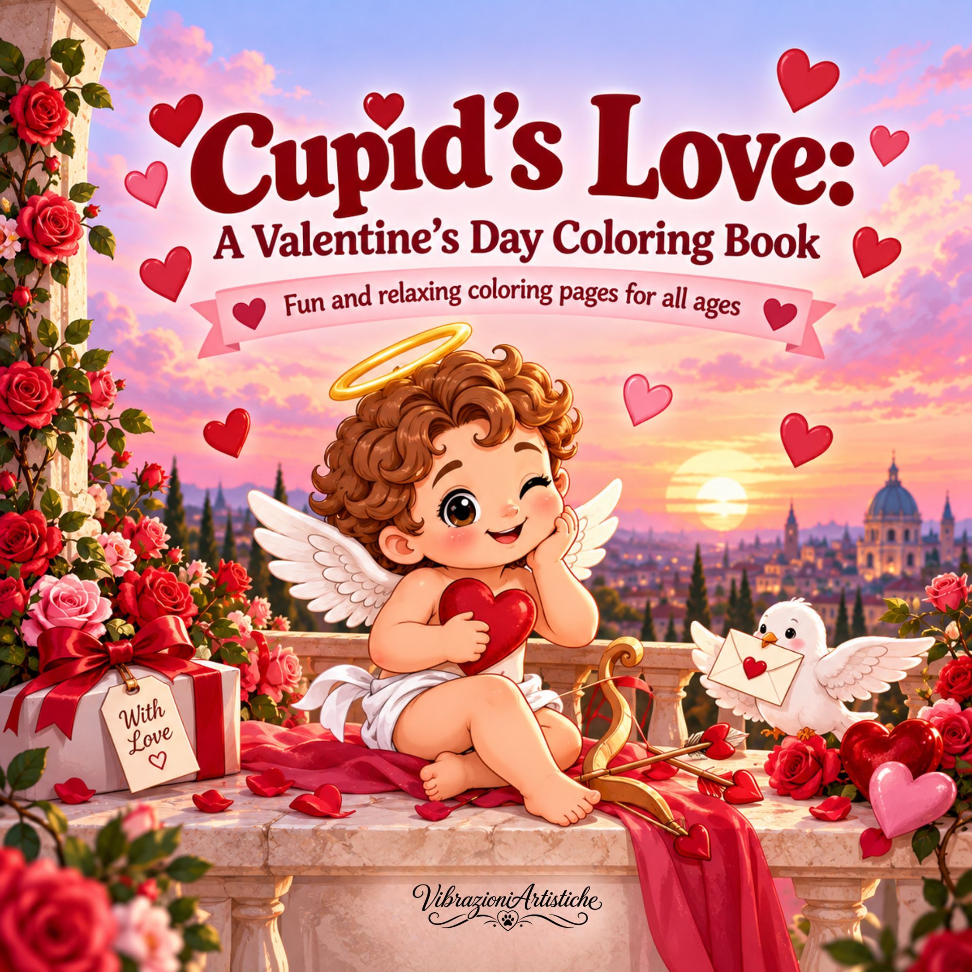Copertina del libro da colorare Cupid's Love