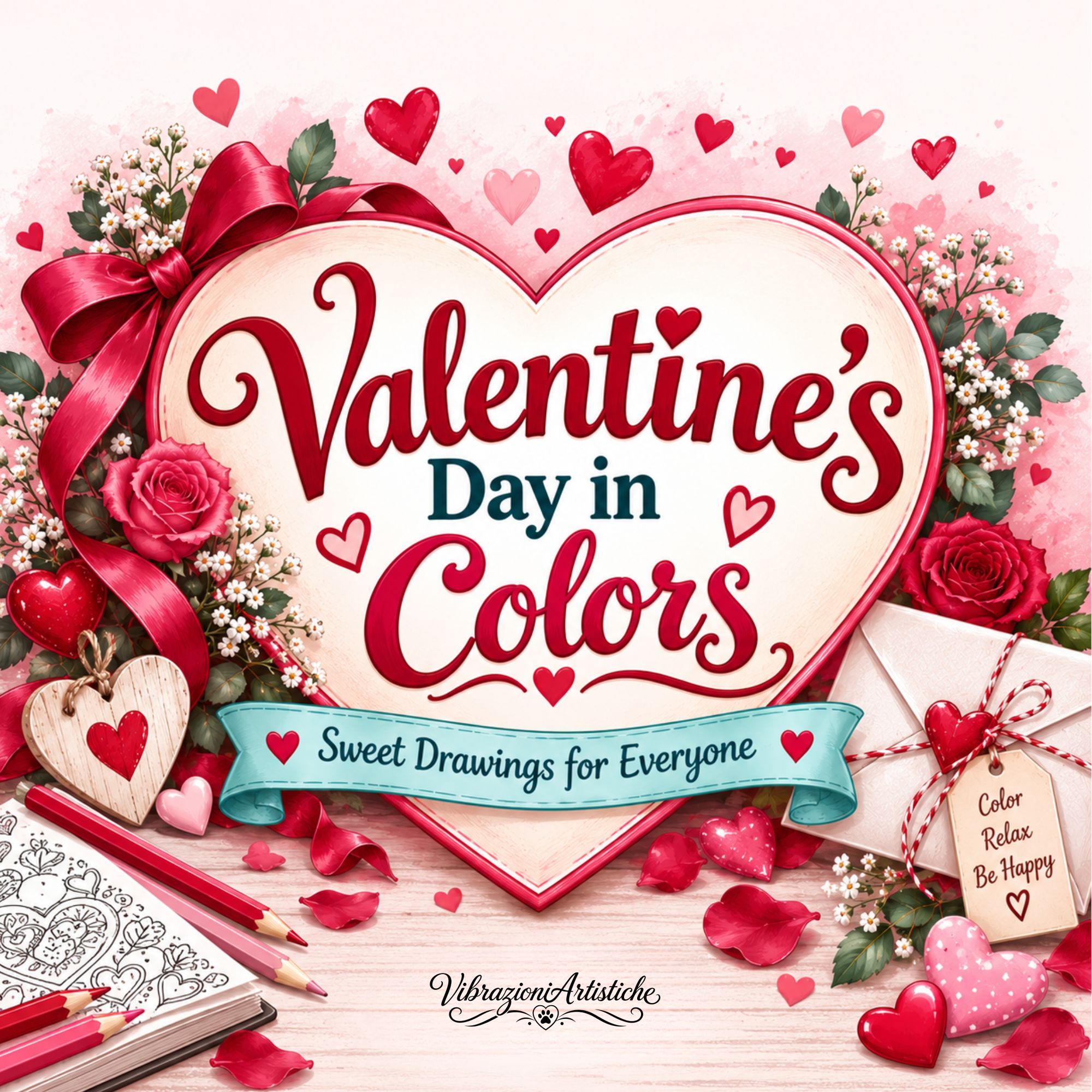 Copertina del libro da colorare Valentine's Day in Colors