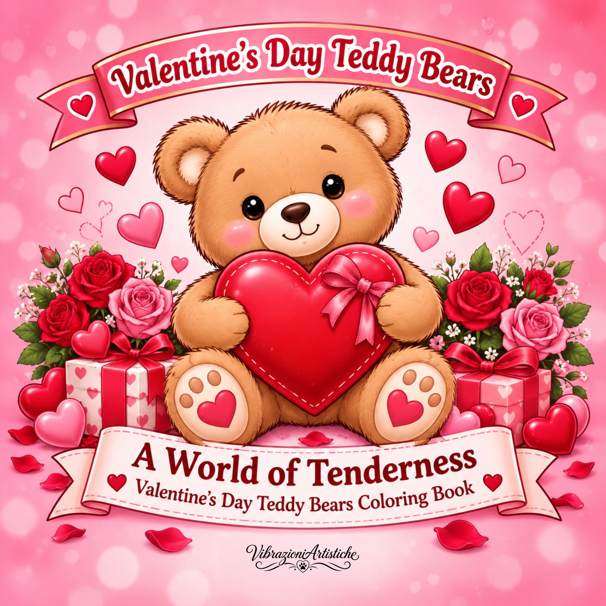 Copertina del libro da colorare Valentine's Day Teddy Bears