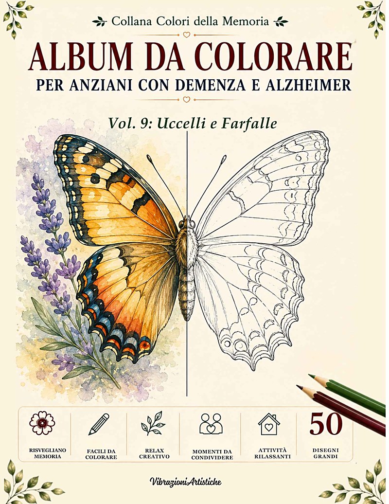 Copertina del libro da colorare Vol. 9: Uccelli e Farfalle
