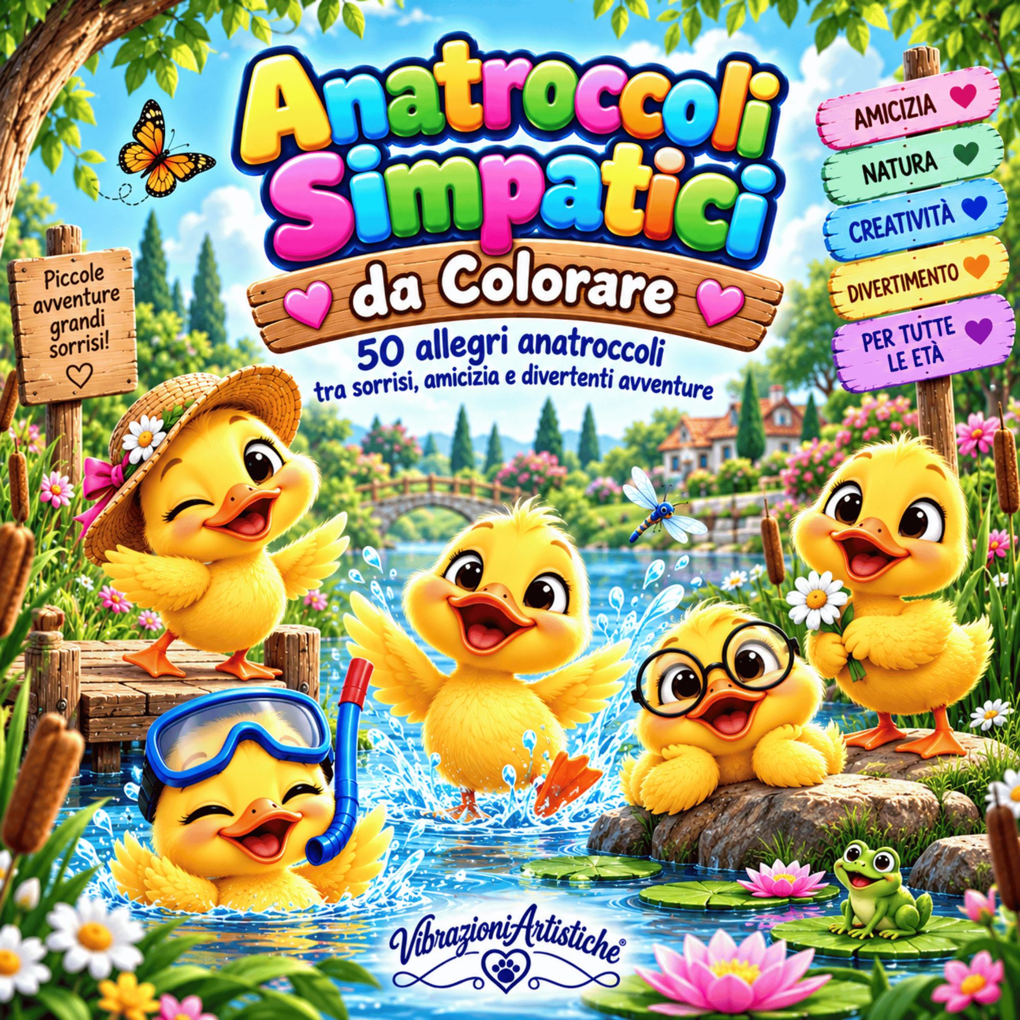 Copertina del libro da colorare Anatroccoli Simpatici da Colorare