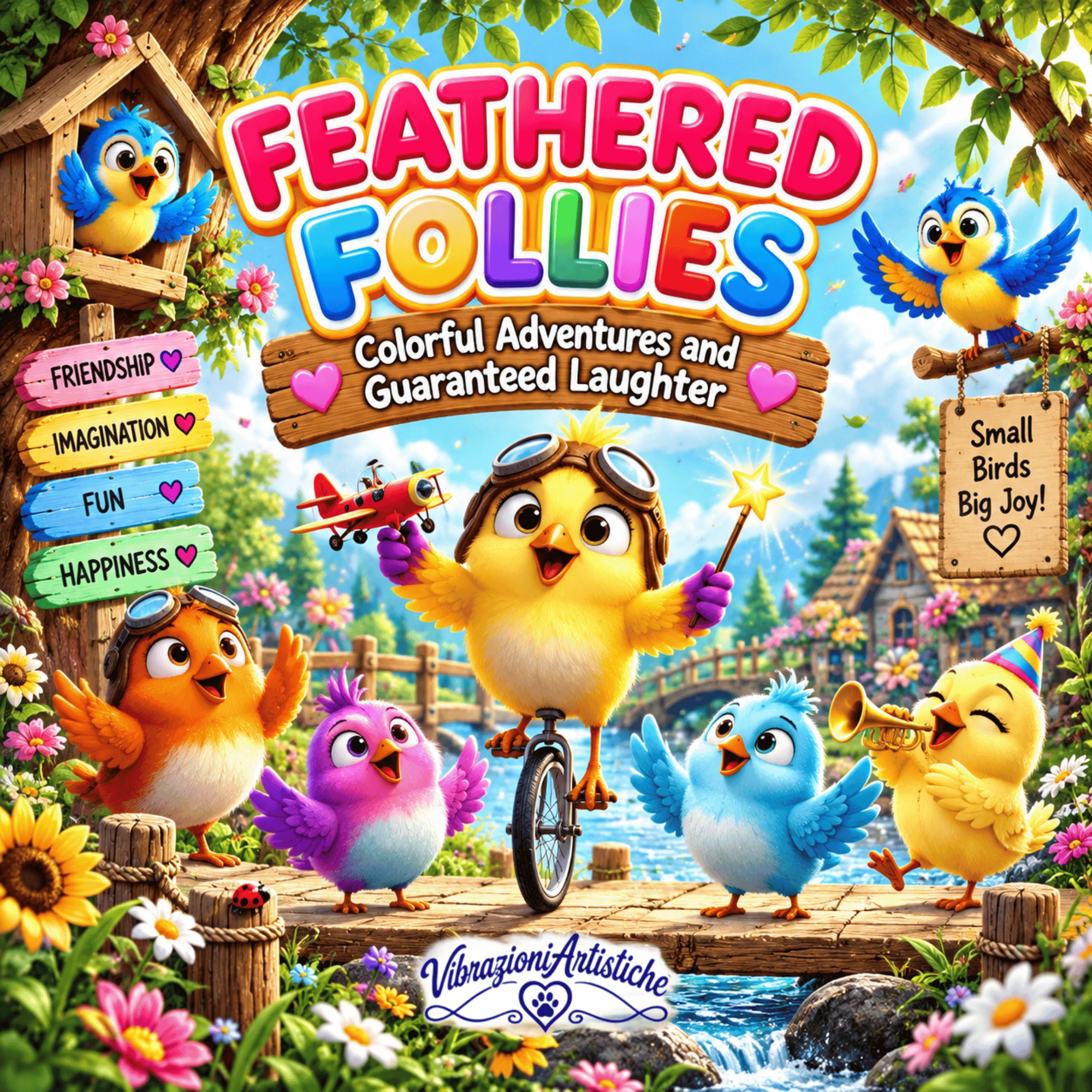 Copertina del libro da colorare Feathered Follies - Colorful Adventures