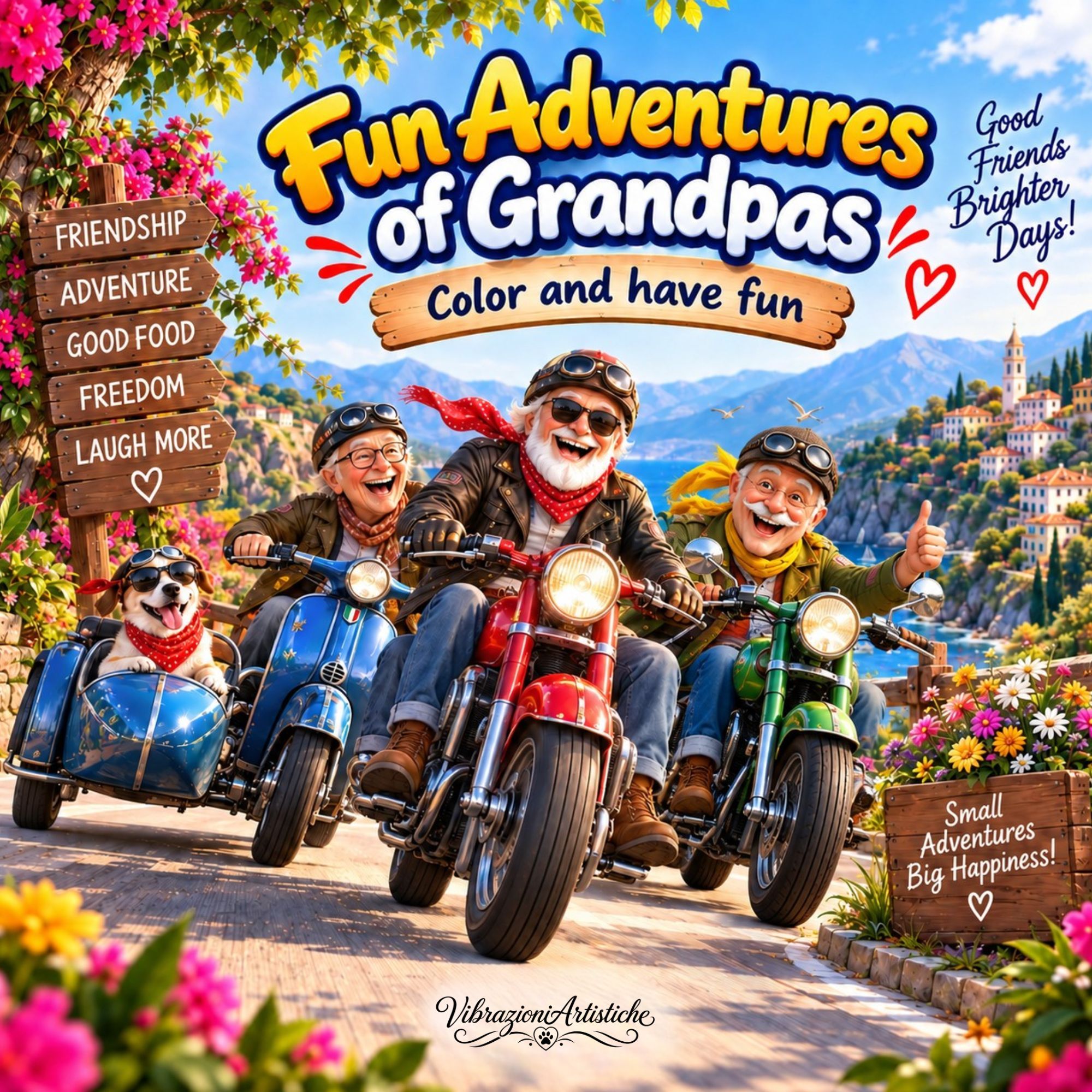 Copertina del libro da colorare Fun Adventures of Grandpas