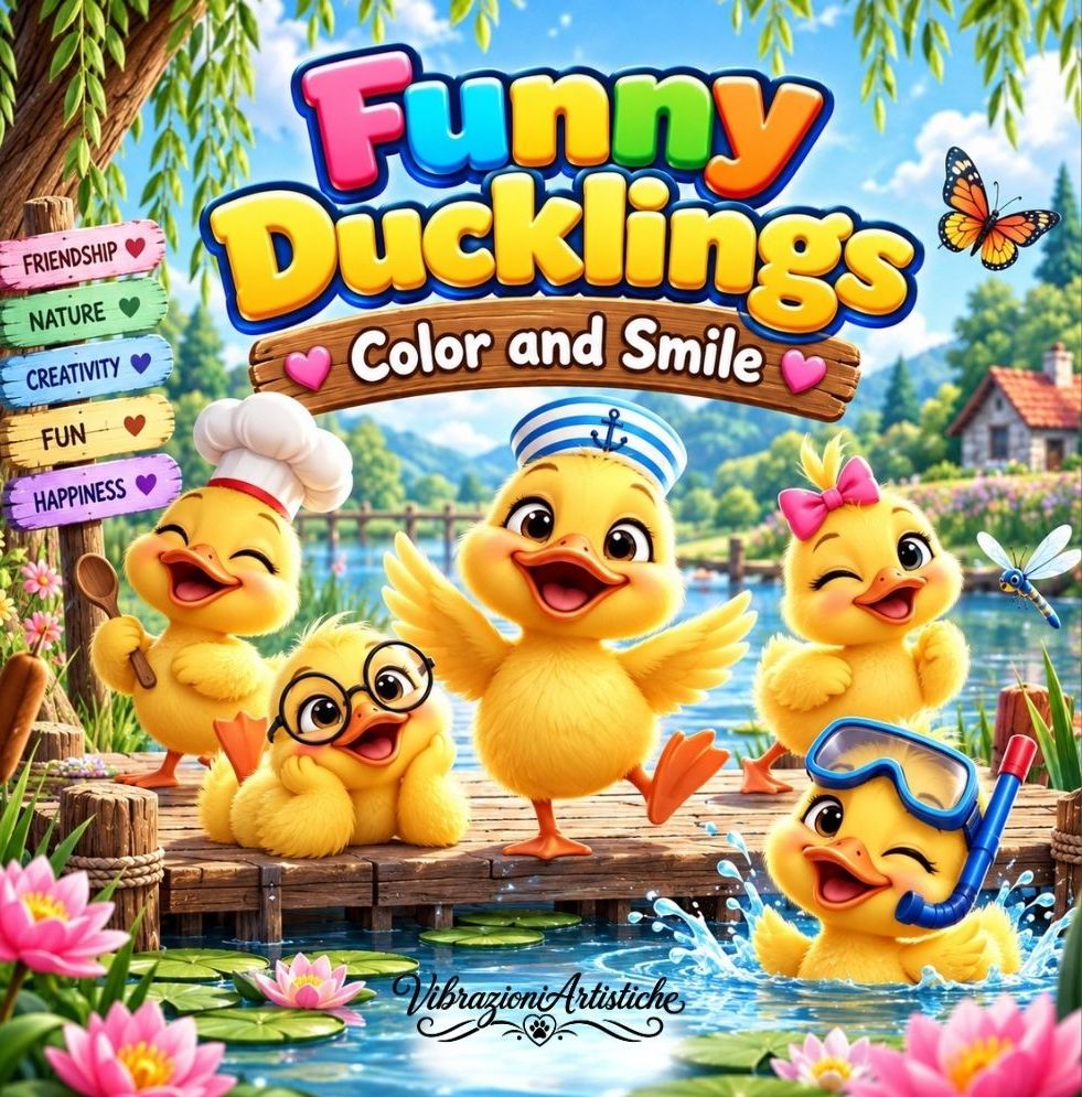 Copertina del libro da colorare Funny Ducklings - Color and Smile