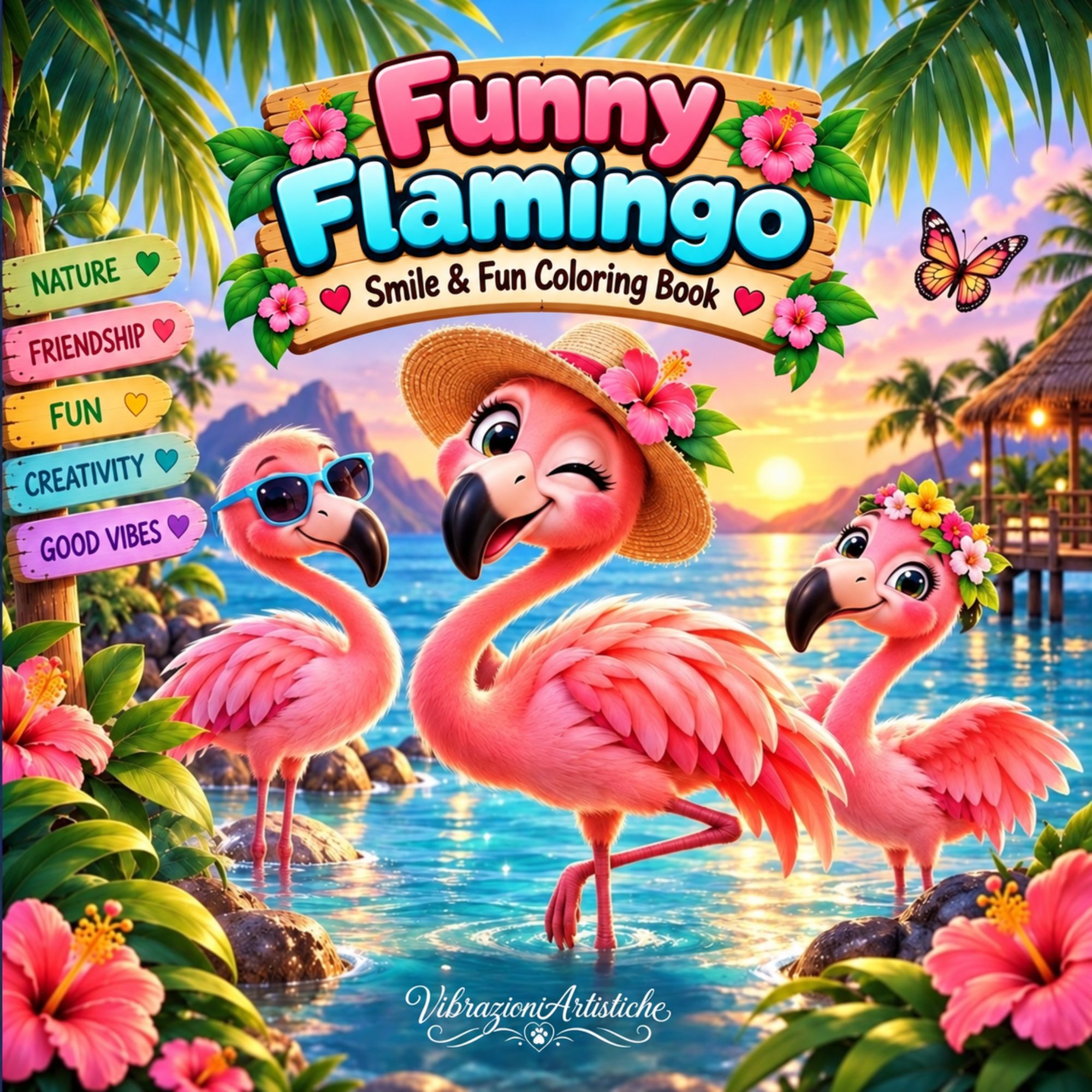 Copertina del libro da colorare Funny Flamingo - Smile & Fun Coloring Book