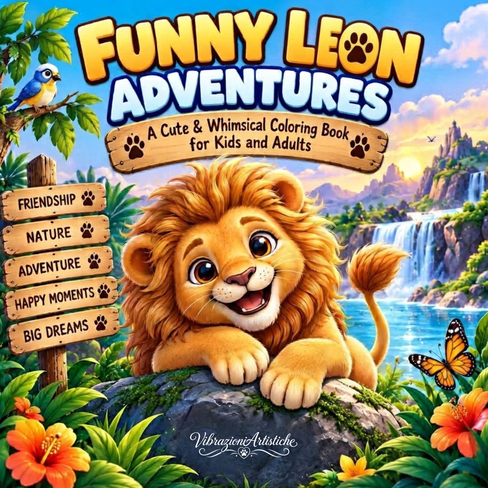 Copertina del libro da colorare Funny Leon Adventures