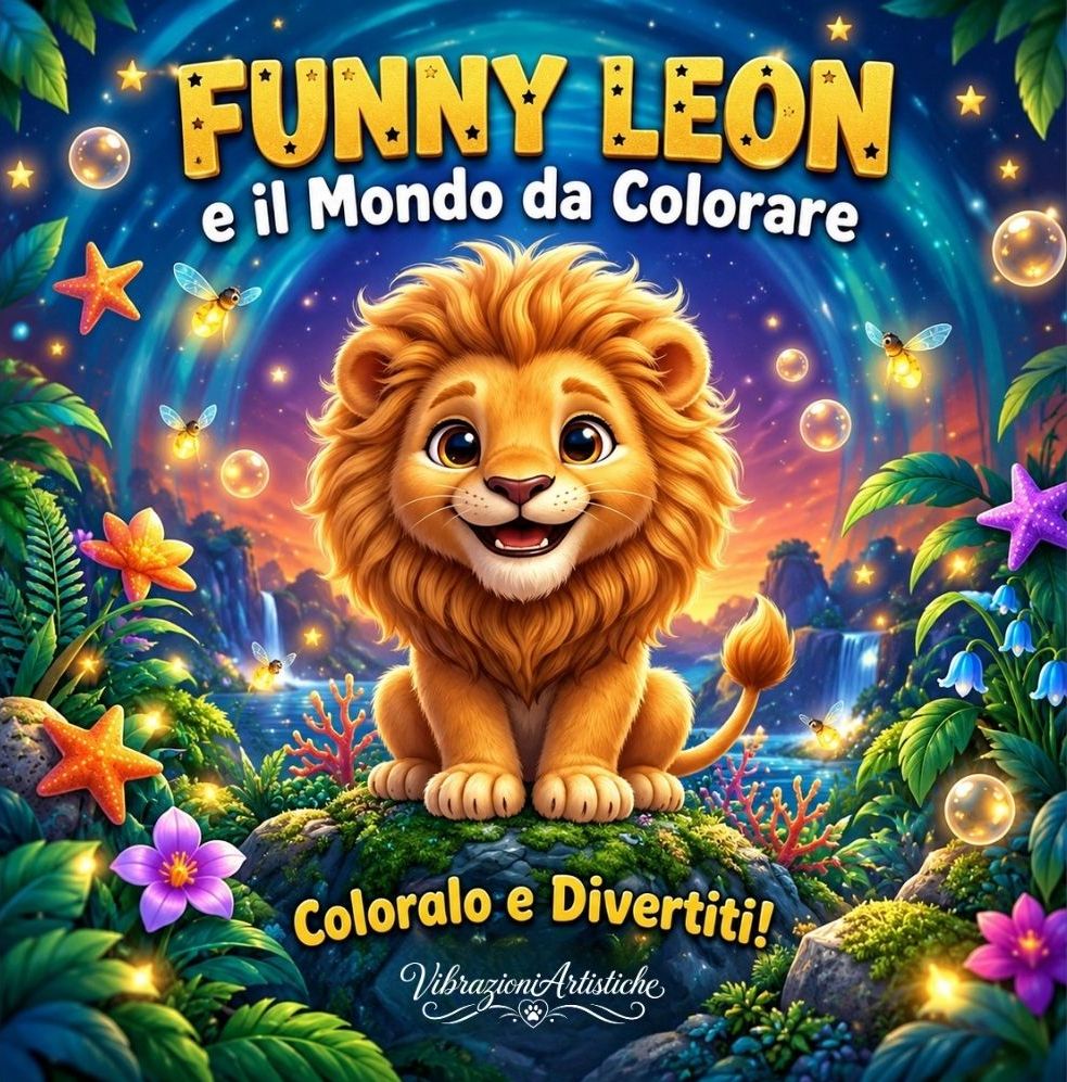 Copertina del libro da colorare Funny Leon e il Mondo da Colorare