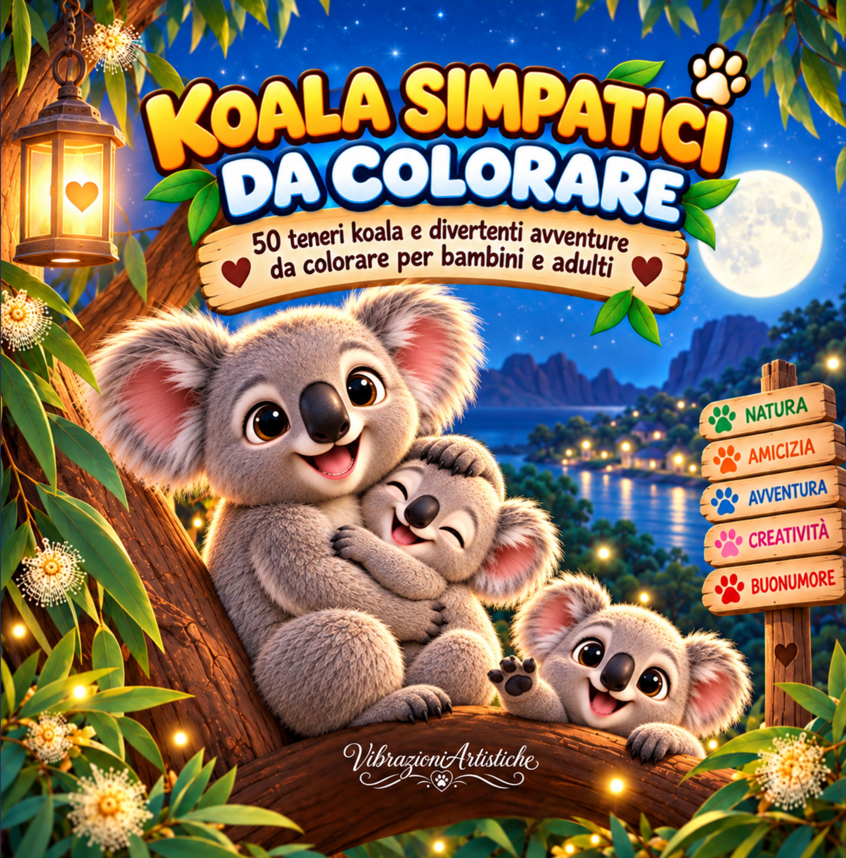 Copertina del libro da colorare Koala Simpatici da Colorare