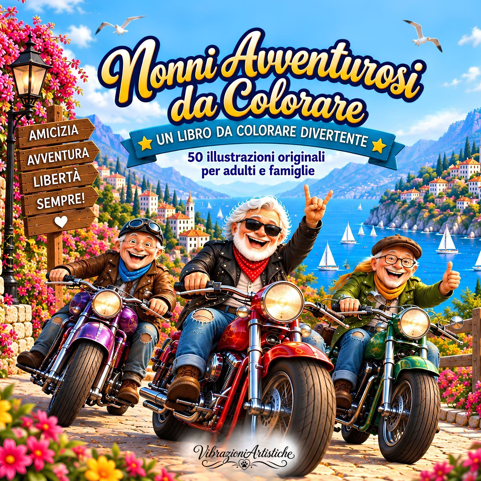 Copertina del libro da colorare Nonni Avventurosi da Colorare