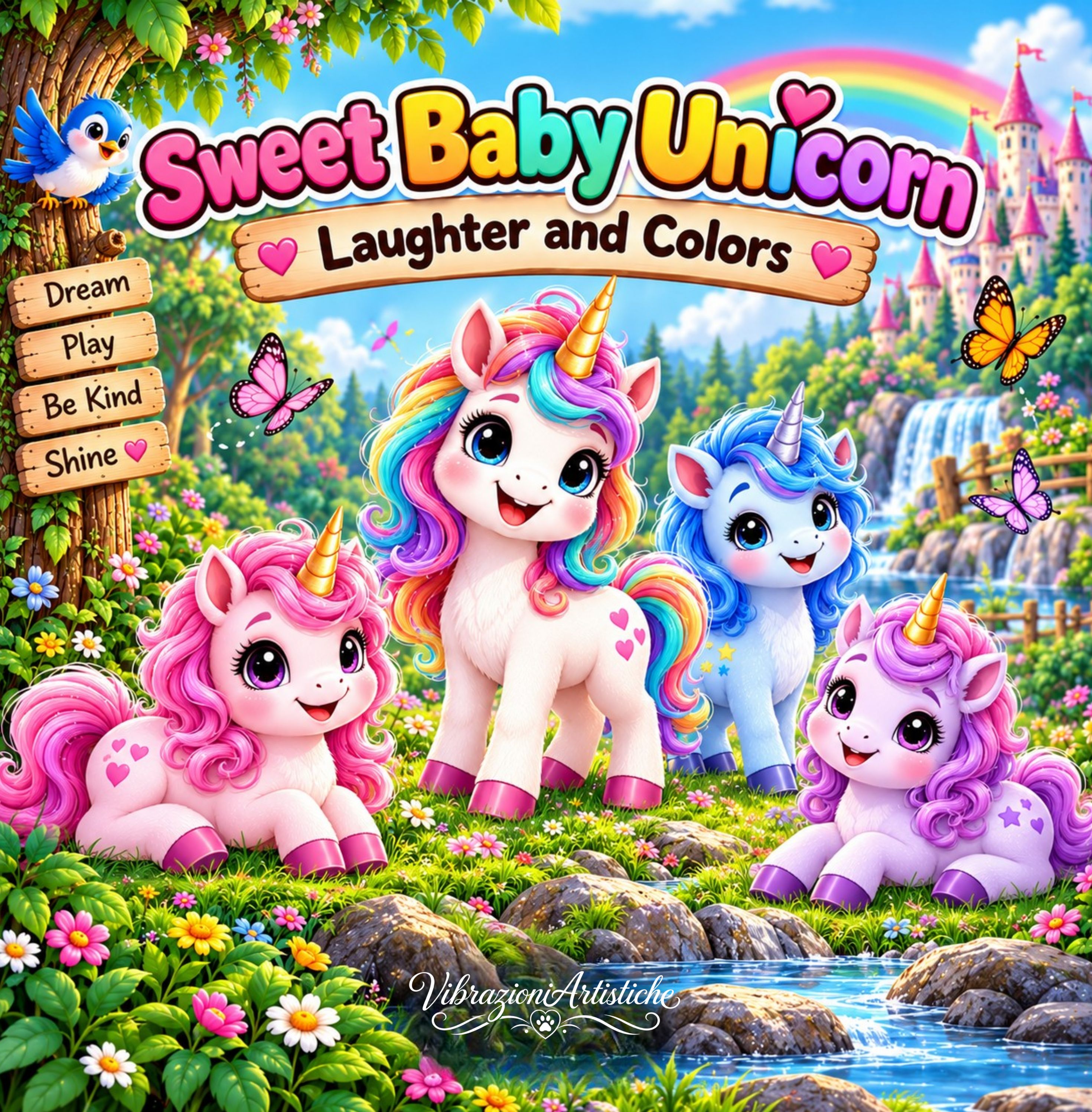 Copertina del libro da colorare Sweet Baby Unicorn - Laughter and Colors