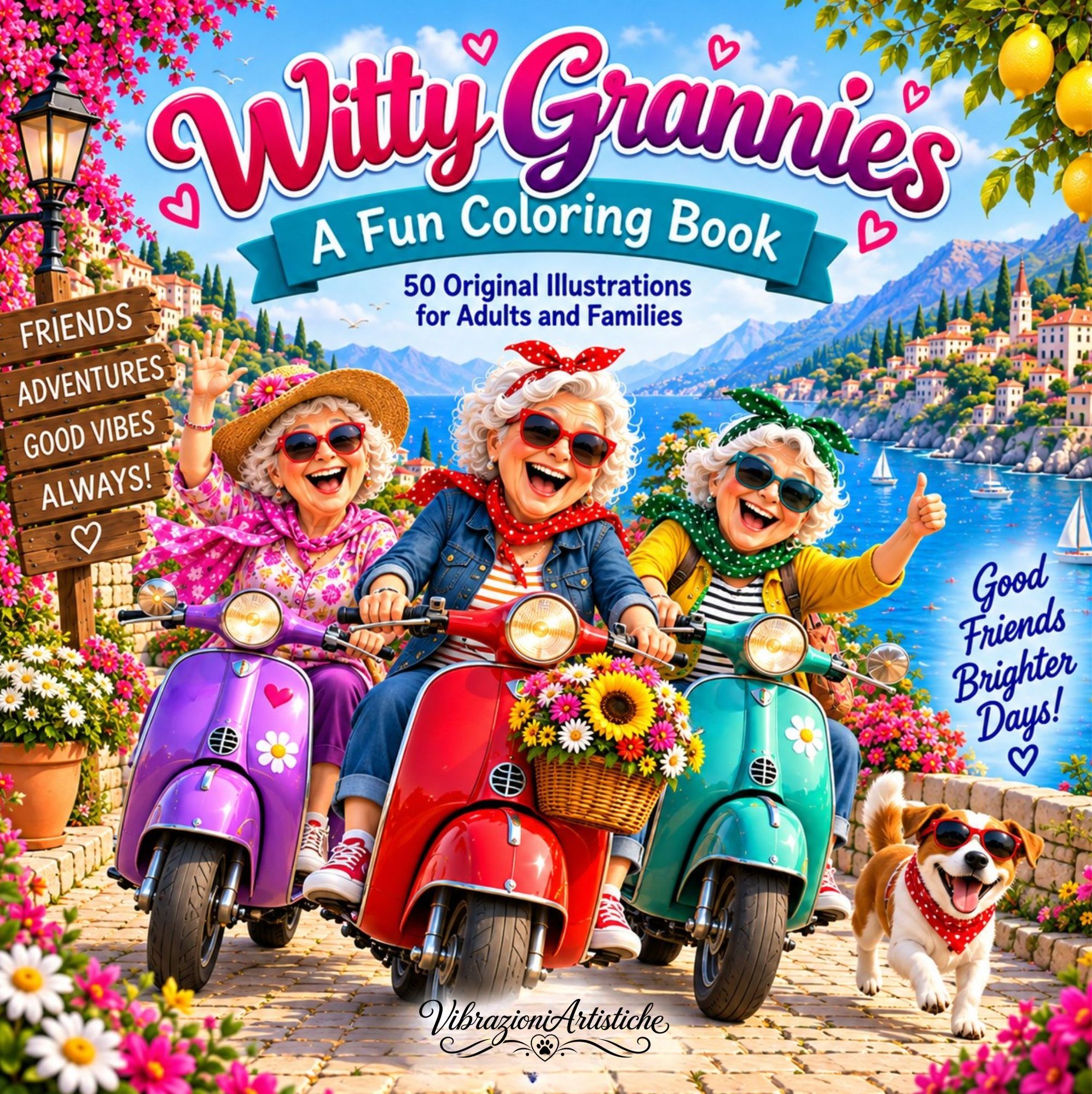 Copertina del libro da colorare Witty Grannies