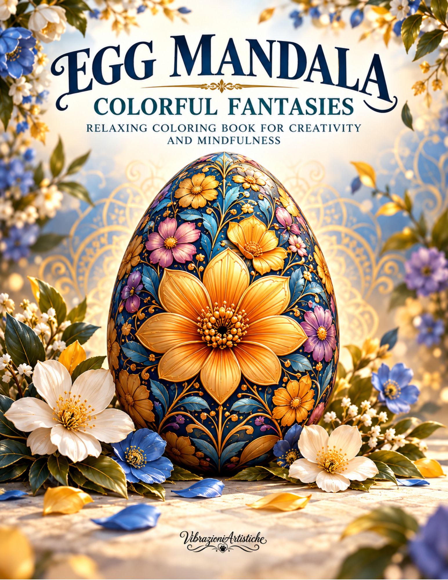Copertina del libro da colorare Egg Mandala Colorful Fantasies