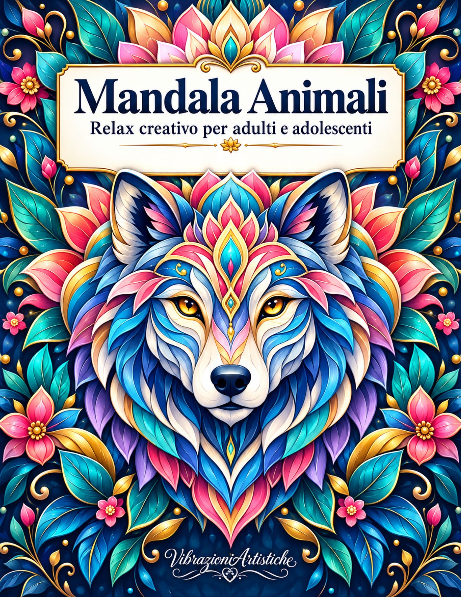 Copertina del libro da colorare Mandala Animali