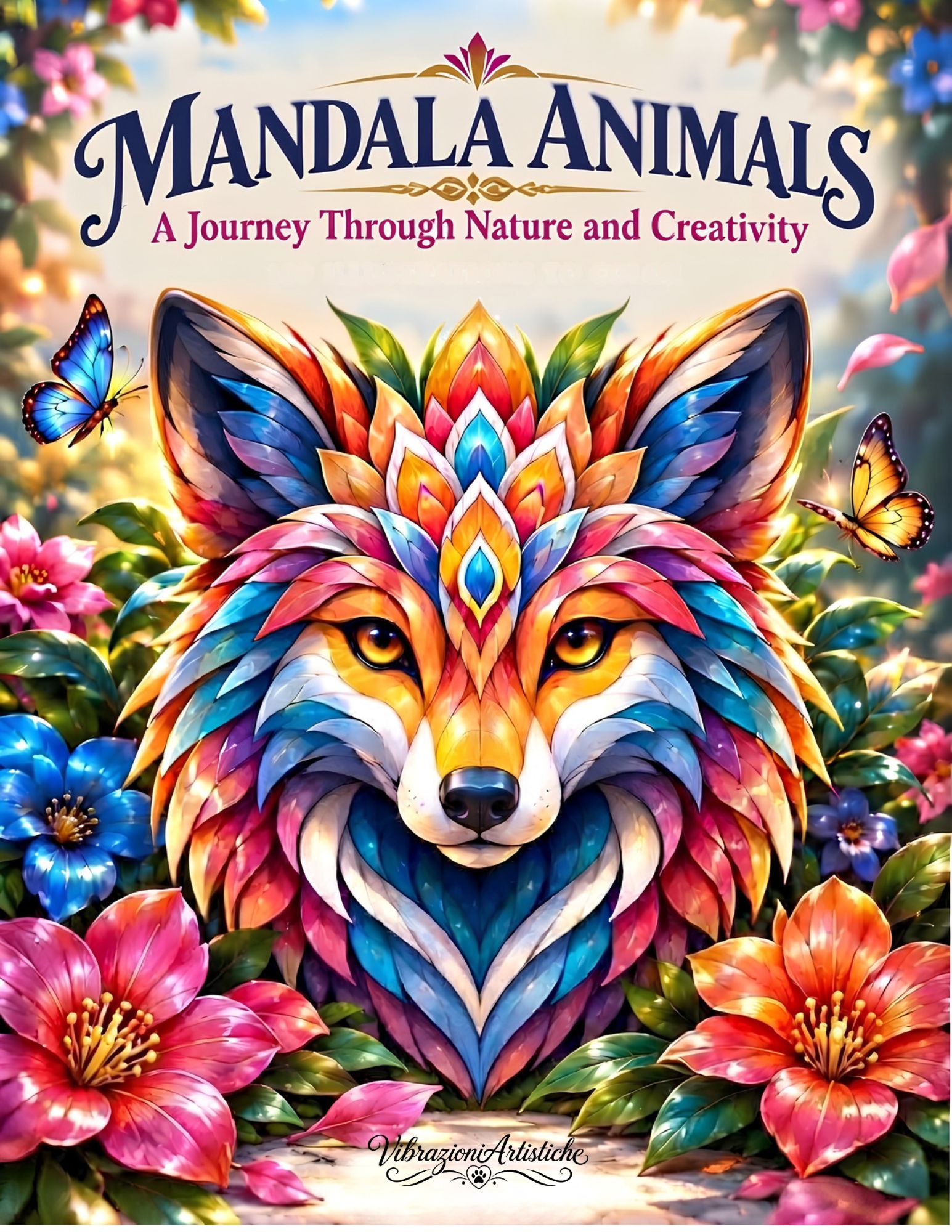 Copertina del libro da colorare Mandala Animals: A Journey Through Nature and Creativity