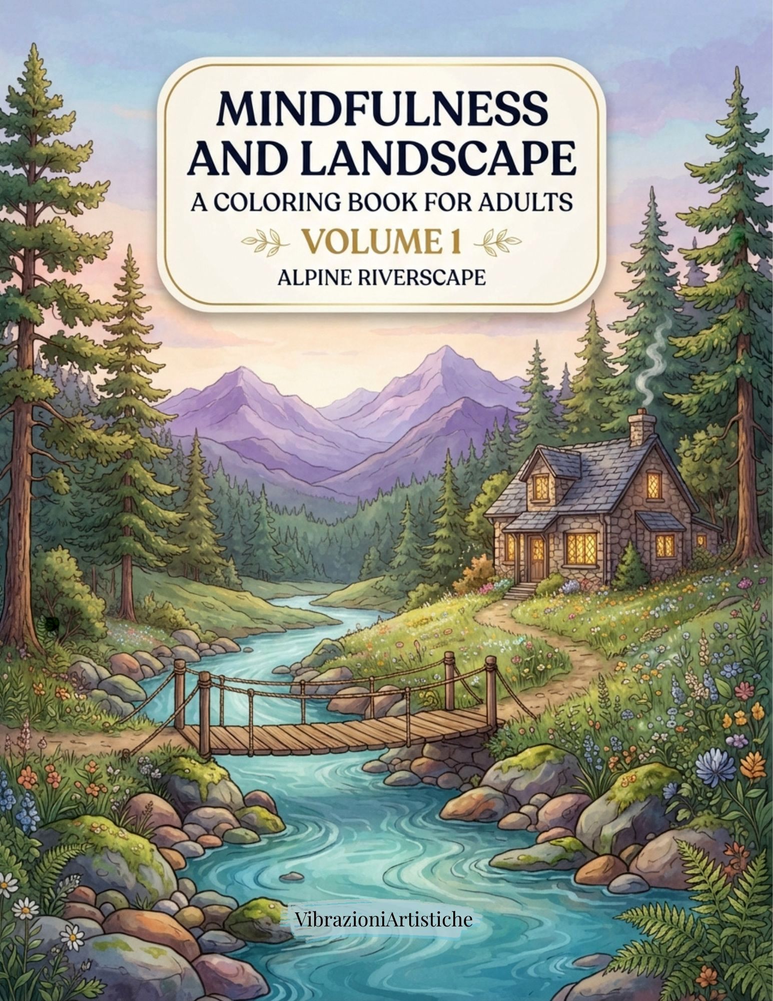 Copertina del libro da colorare Mindfulness and Landscapes - Volume 1