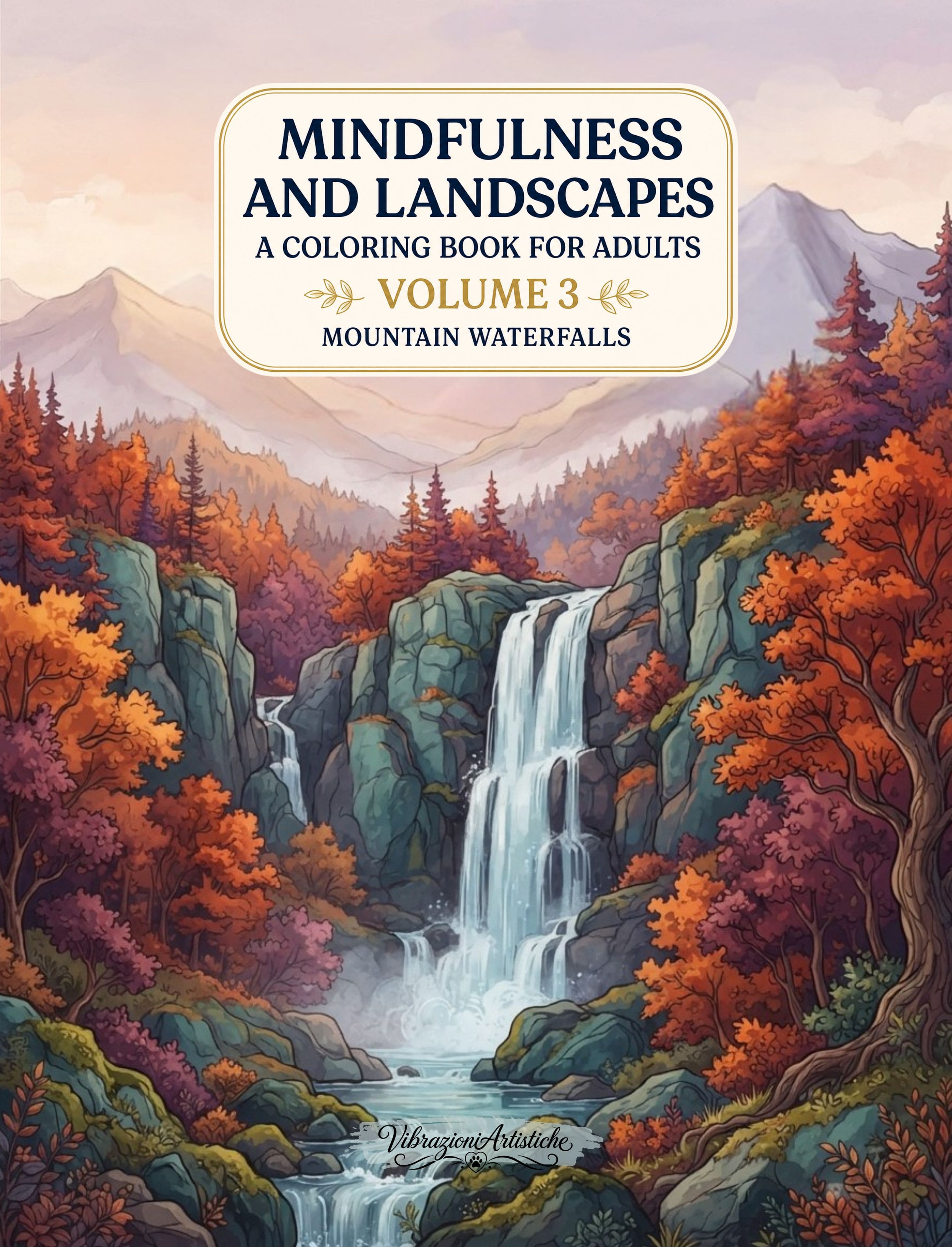 Copertina del libro da colorare Mindfulness and Landscapes - Volume 3