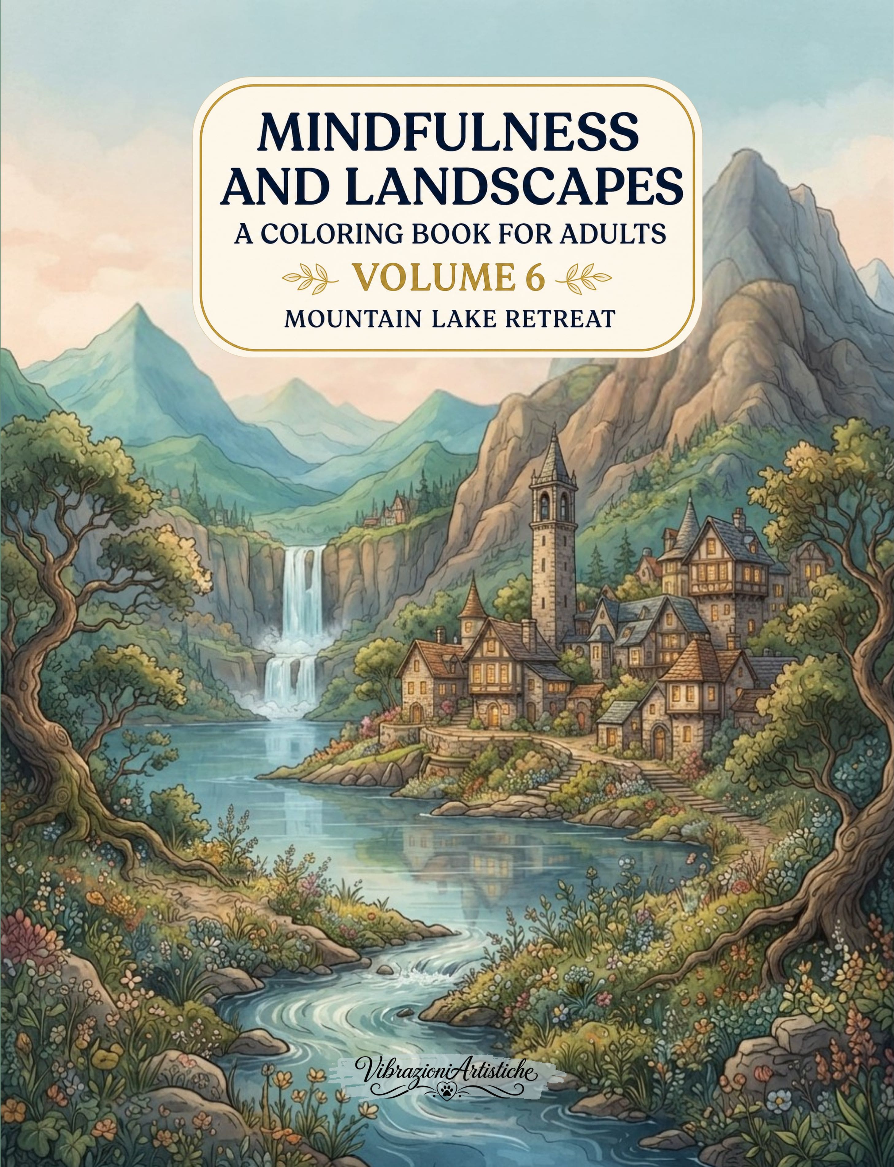 Copertina del libro da colorare Mindfulness and Landscapes - Volume 6