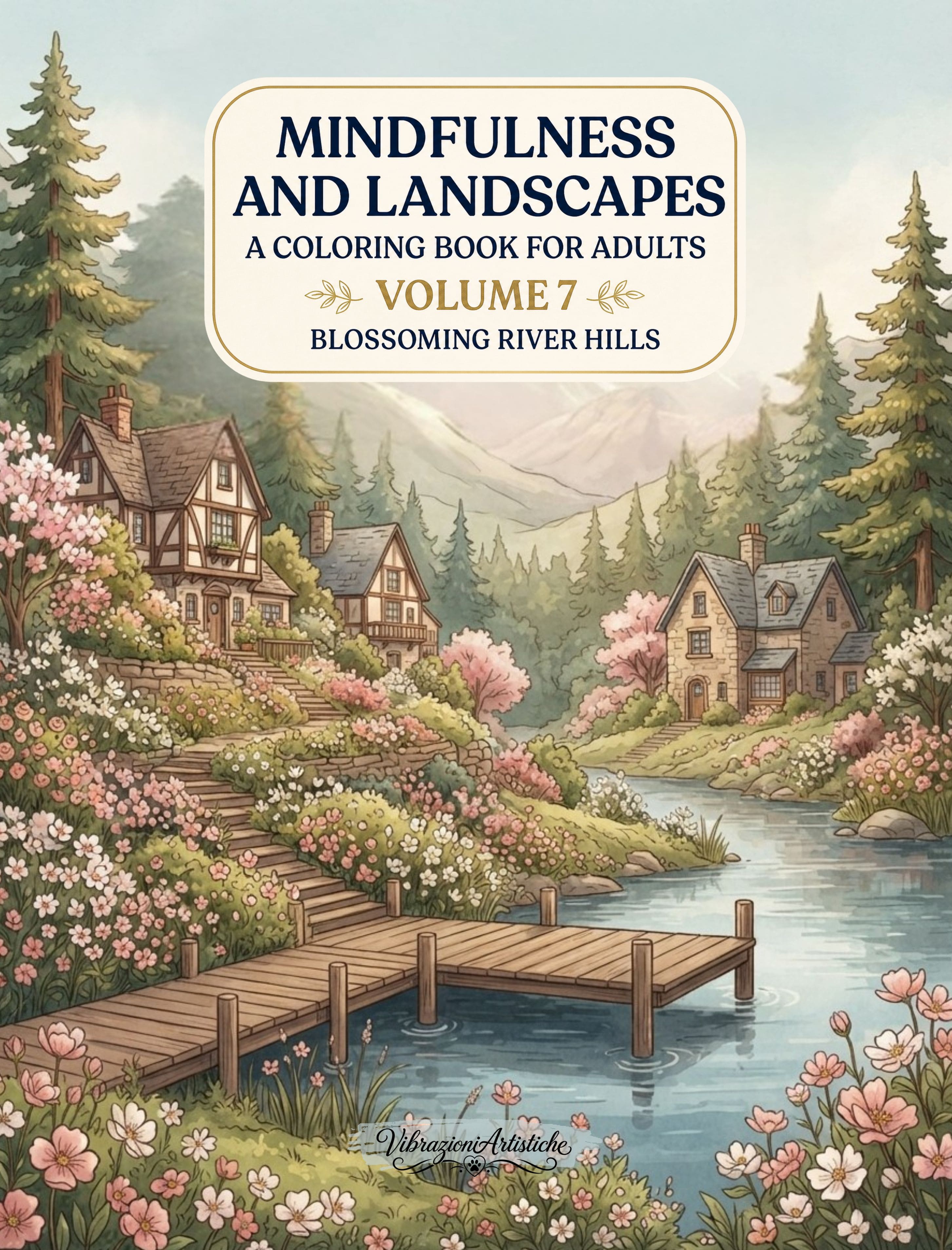 Copertina del libro da colorare Mindfulness and Landscapes - Volume 7