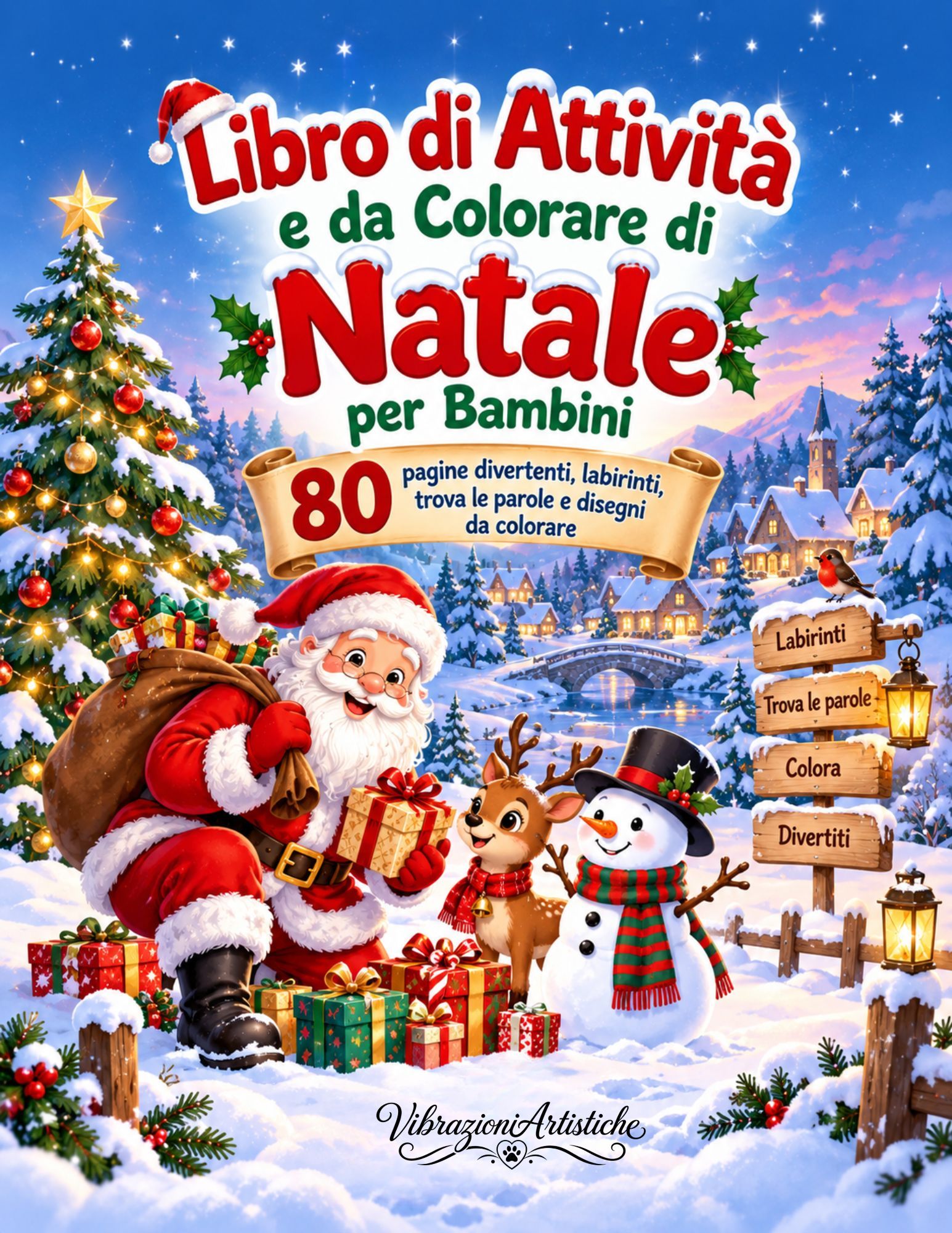 Copertina del libro da colorare Libro di Attività e da Colorare di Natale per Bambini