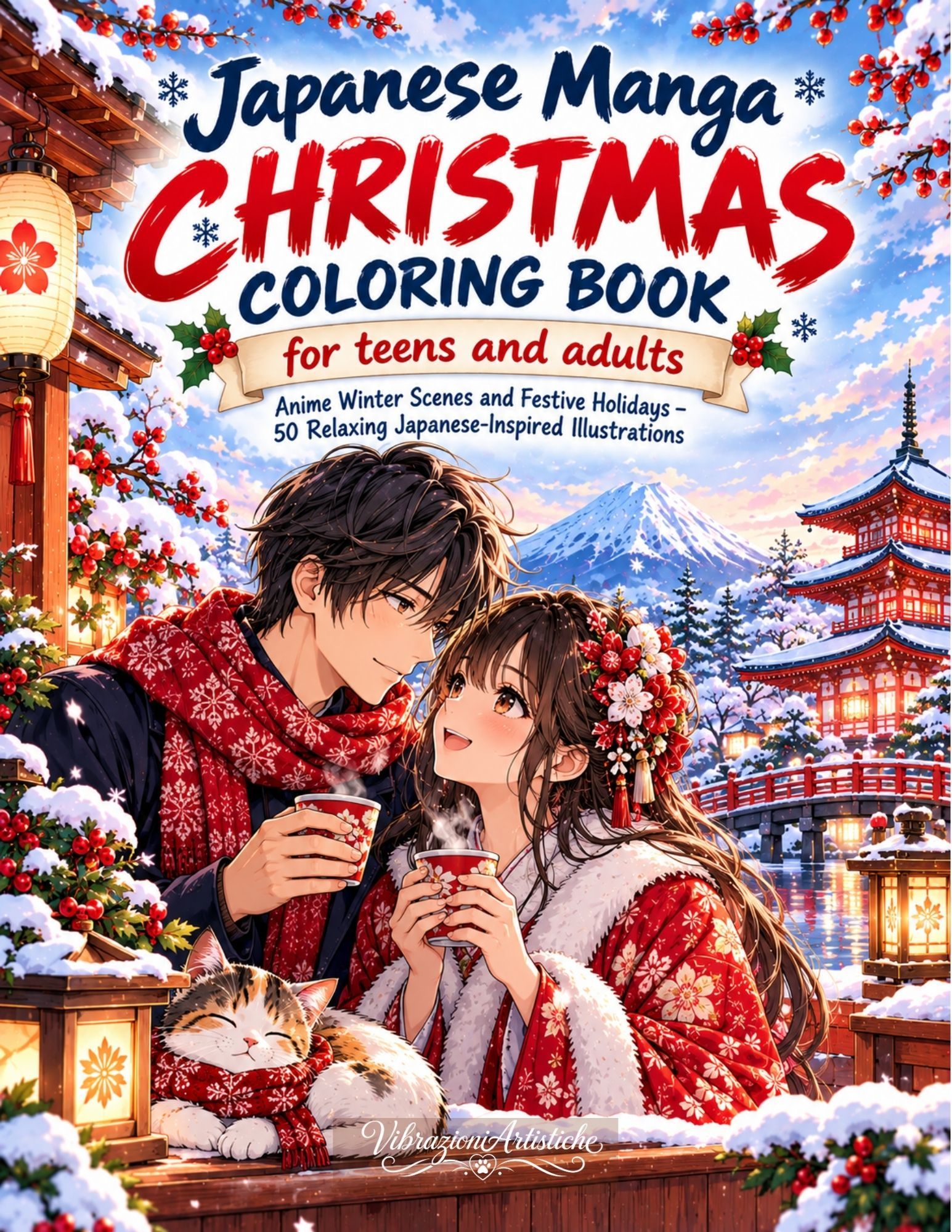 Cover of the coloring book Japanese Manga Christmas Coloring Book