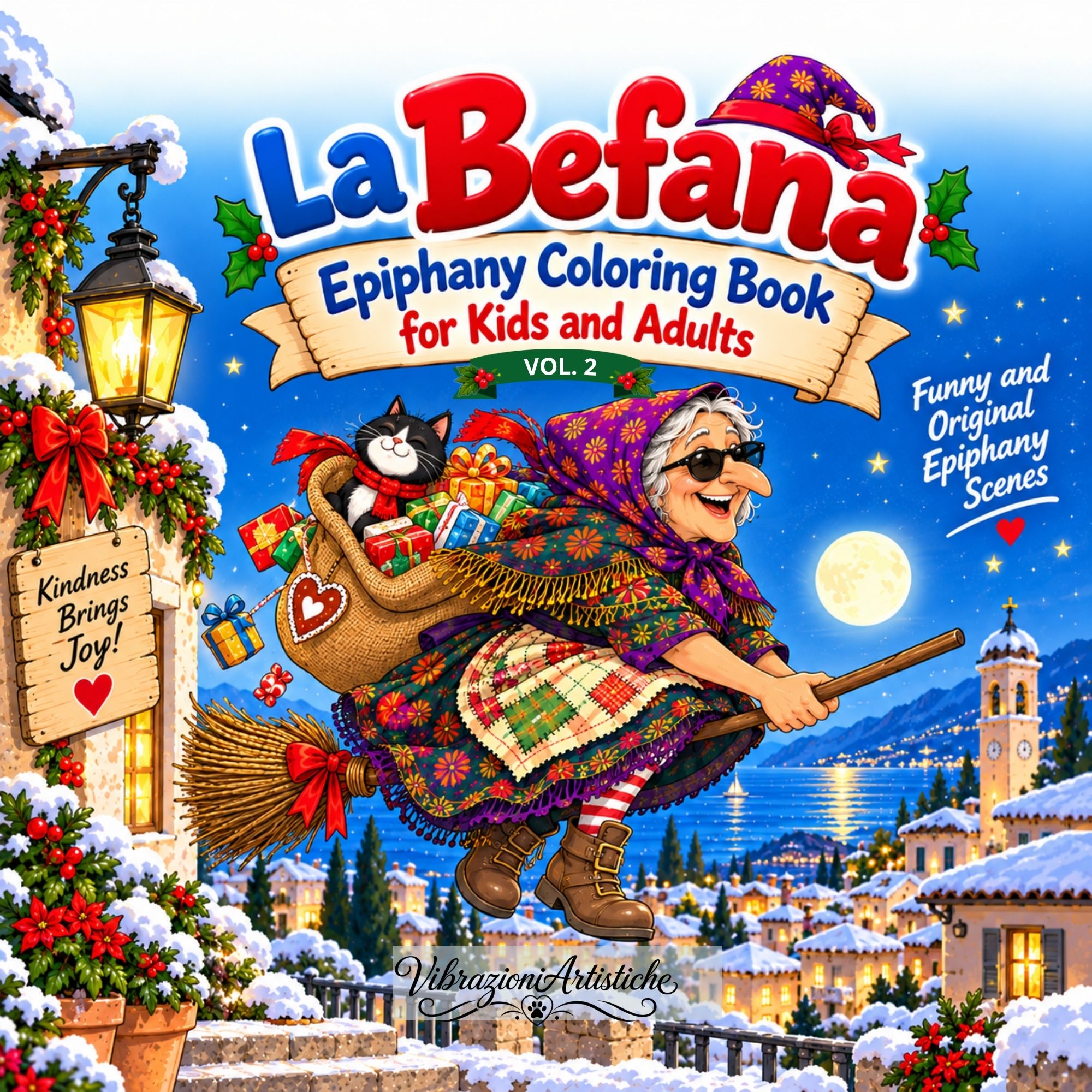 Cover of the coloring book Color Christmas with La Befana