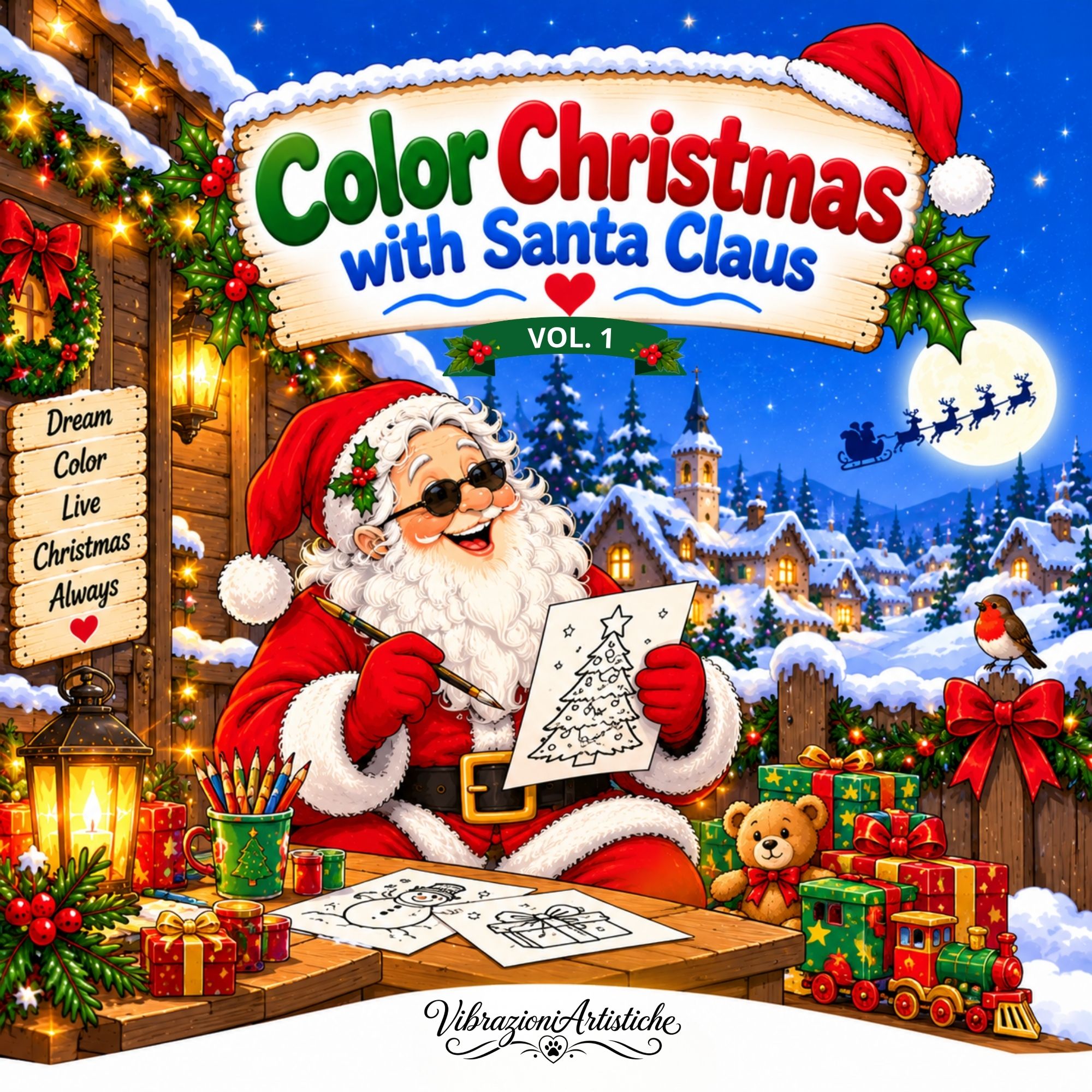 Cover of the coloring book Color Christmas with Santa