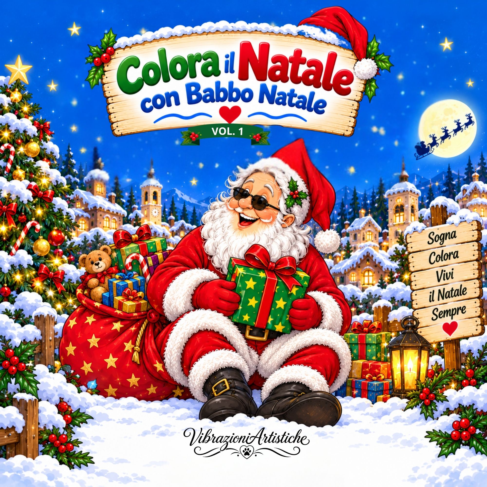 Copertina del libro da colorare Colora il Natale con Babbo Natale