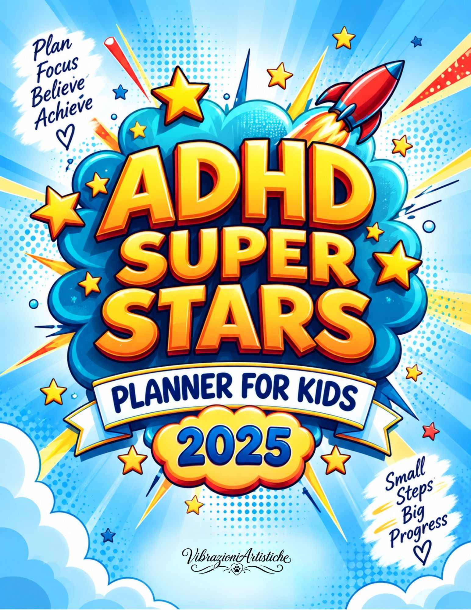 Copertina del libro da colorare ADHD Super Stars - Planner for Kids