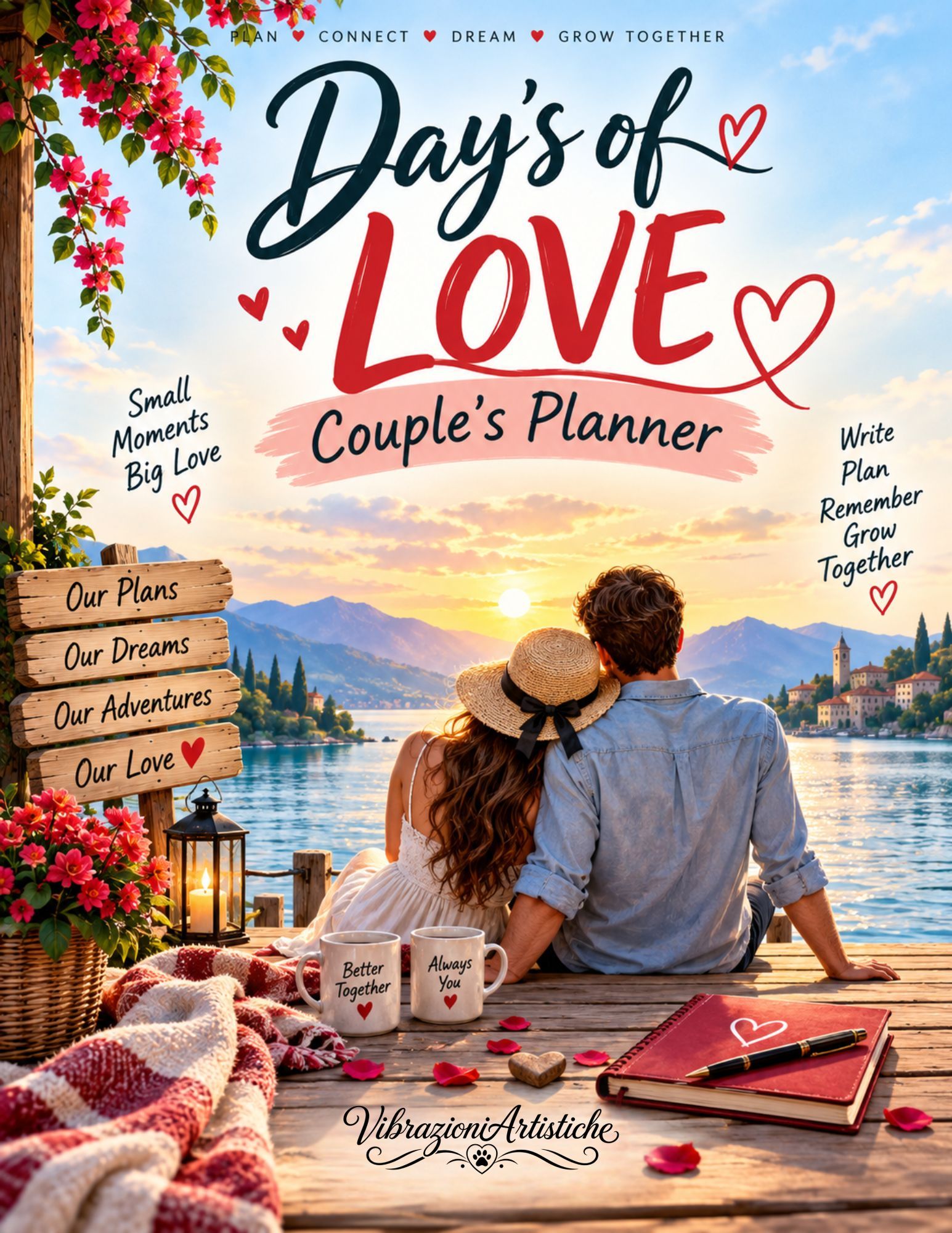 Copertina del libro da colorare Day's of Love - Couple's Planner