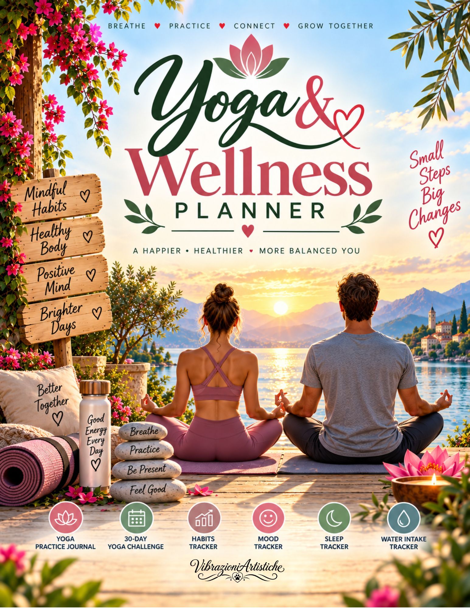 Copertina del libro da colorare Yoga & Wellness Planner