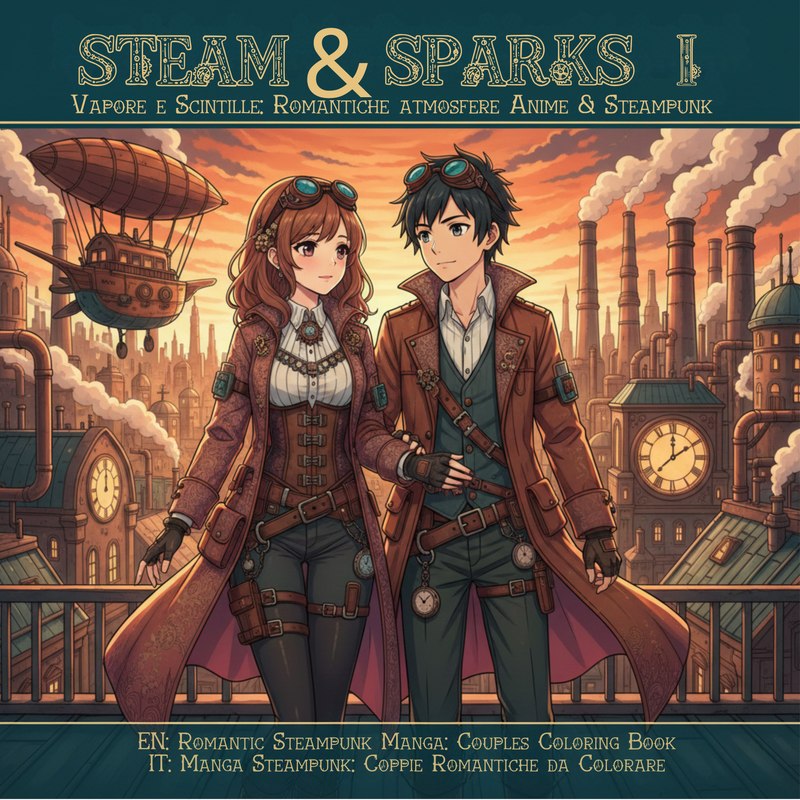 Cover of the coloring book Steam & Sparks I